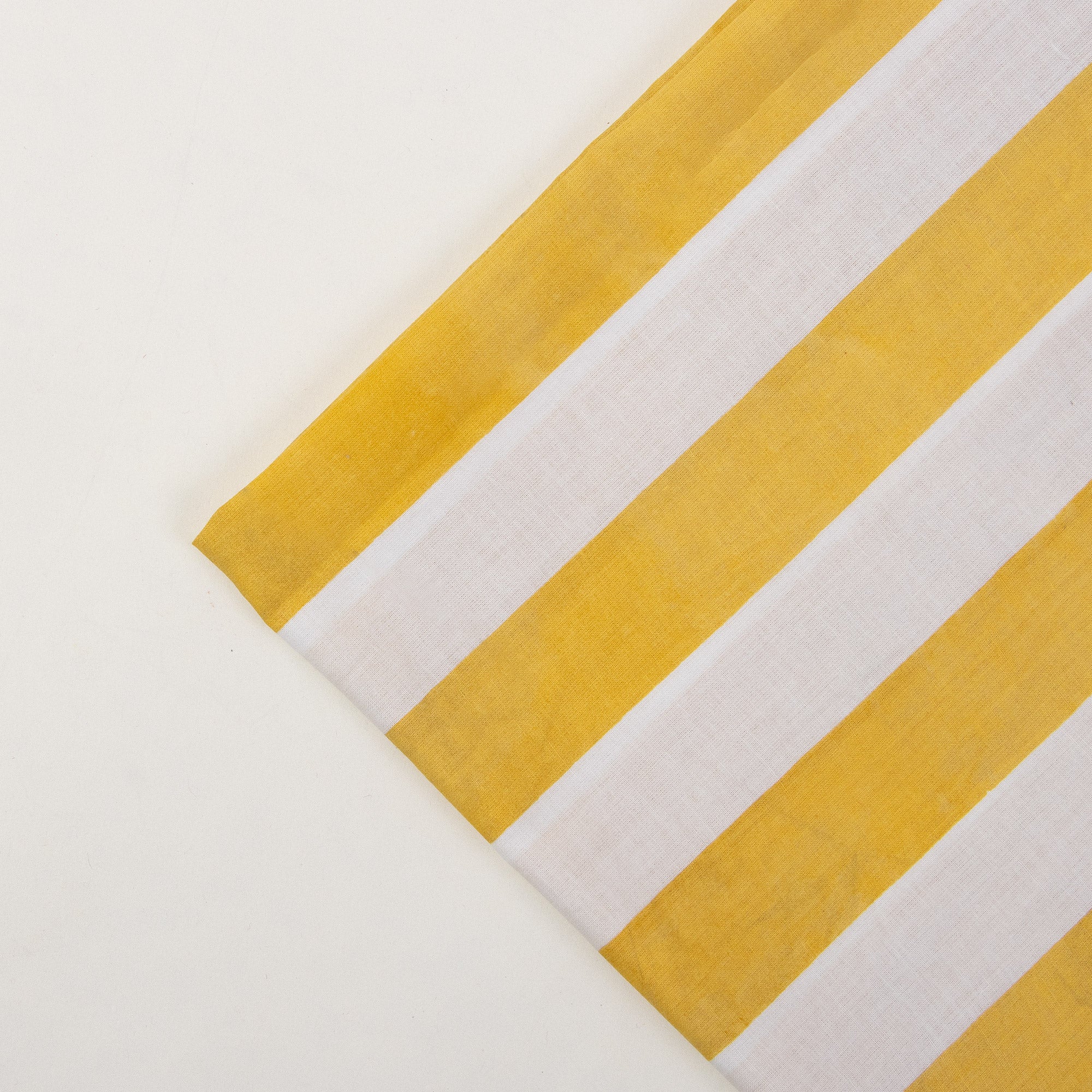 Yellow Striped Hand Block Printed Cotton Napkin Cloth