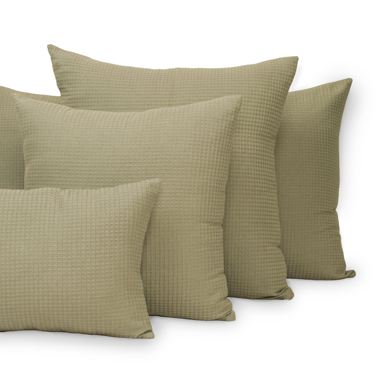 Trendy Olive Green Waffle Cotton Pillowcases