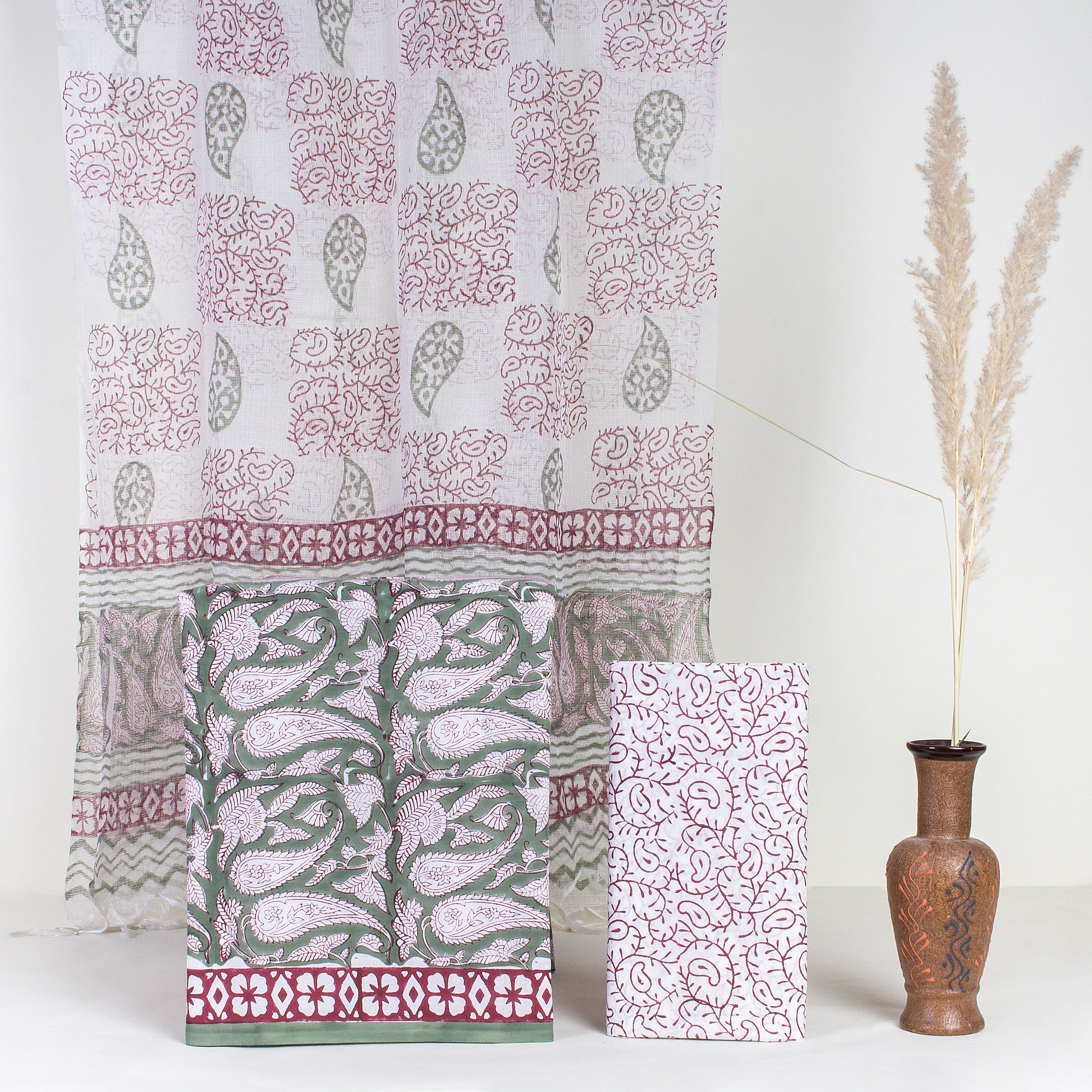 Hand Block Pure Cotton Suits with Cotton Dupatta