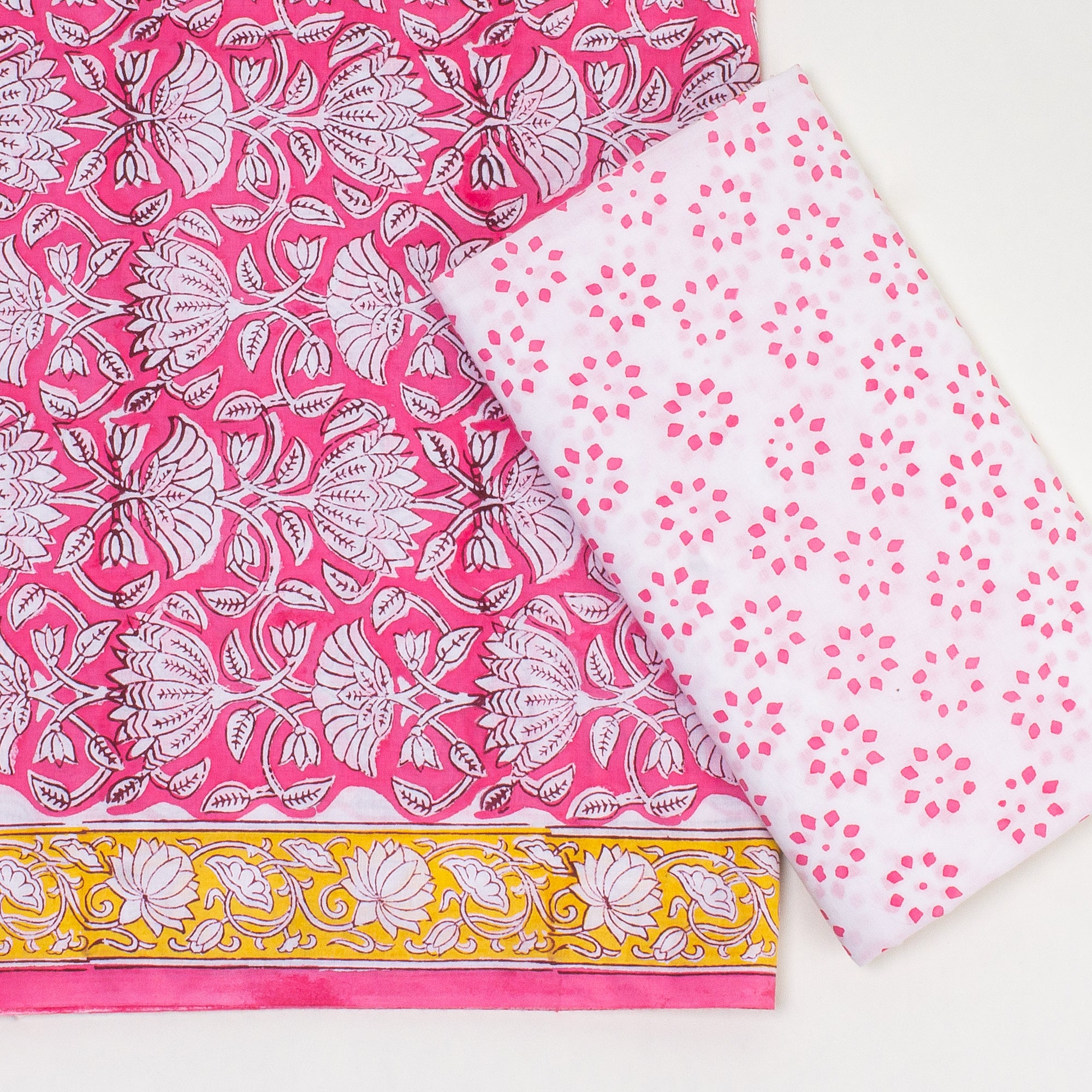 Flower Print Unstitched Pure Cotton Suits Sets with Cotton Dupatta