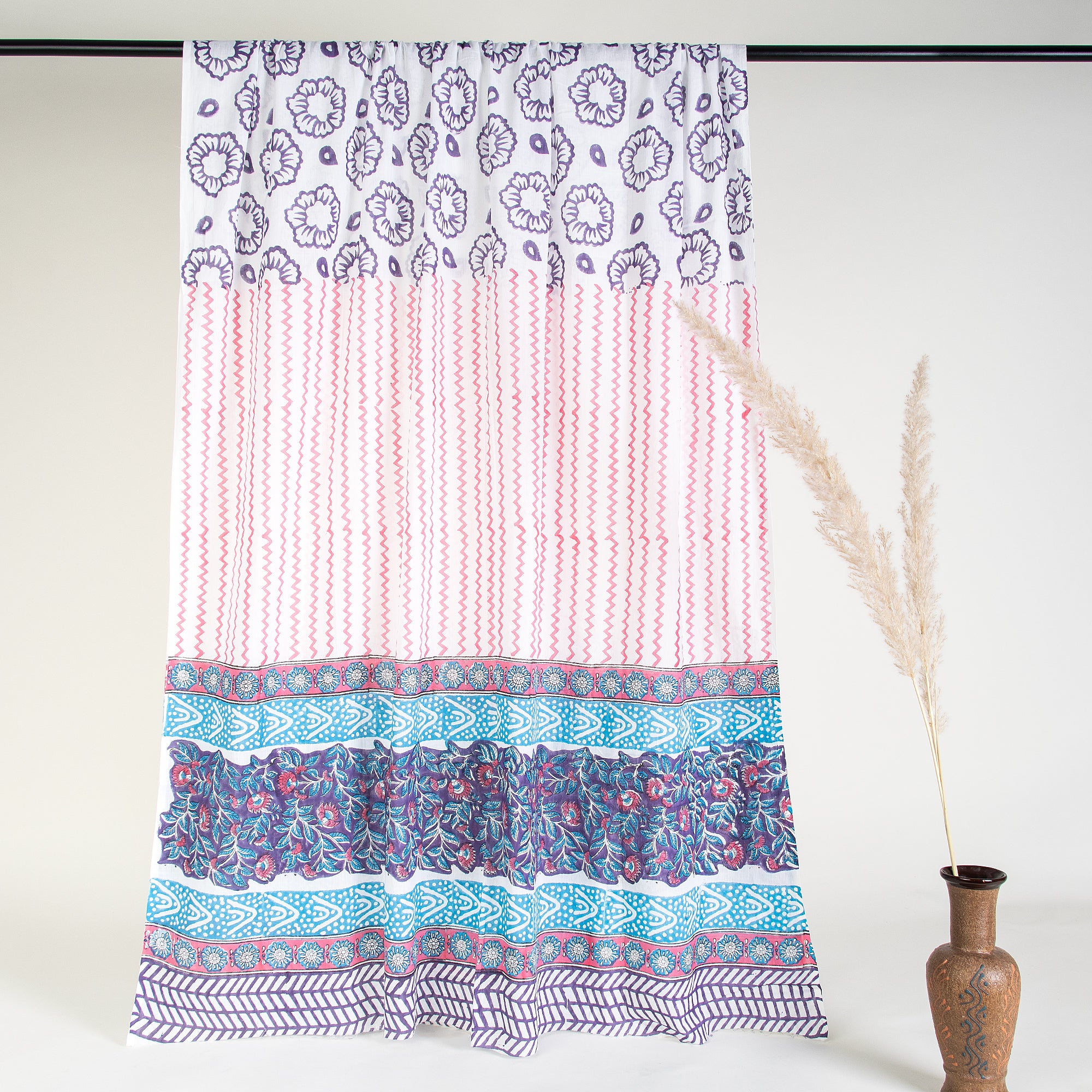 Hand Block Blue Design Cotton Suit with Kota Dupatta