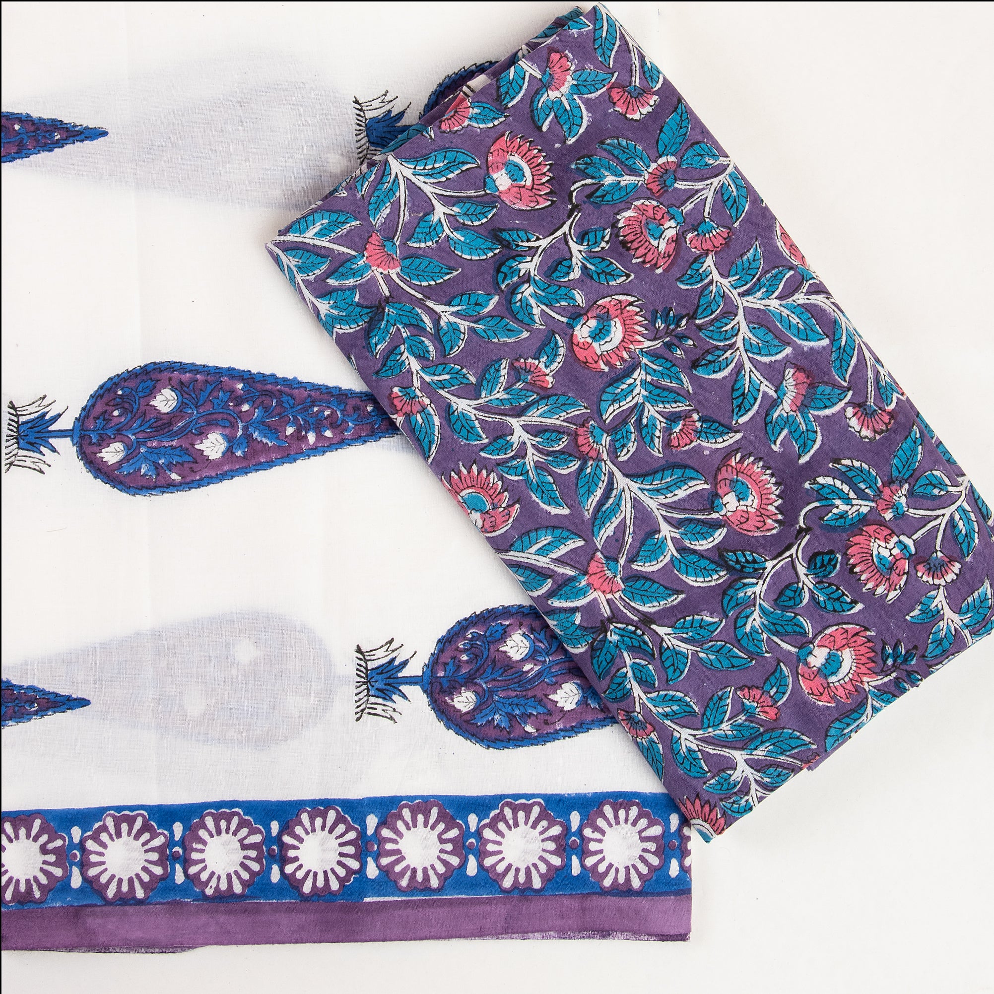 Leaf Print Hand Block Kota Dupatta & Unstitched Cotton Suits Online