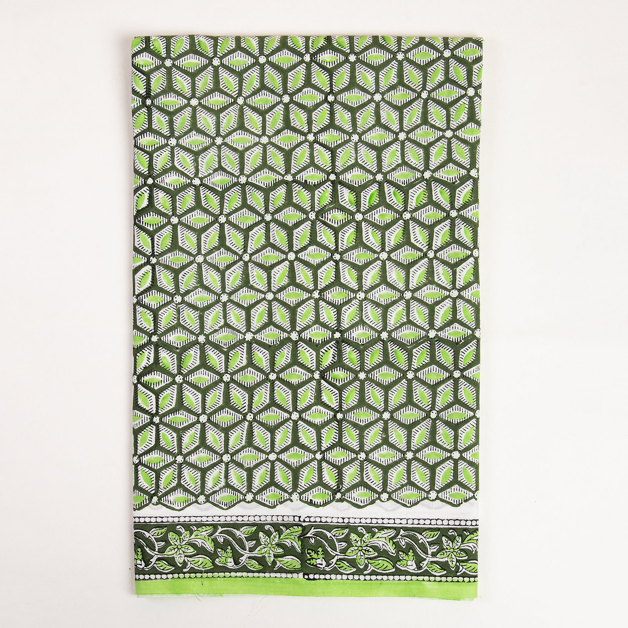 Green Floral Pure Cotton Suit for Women with Kota Doria Dupatta