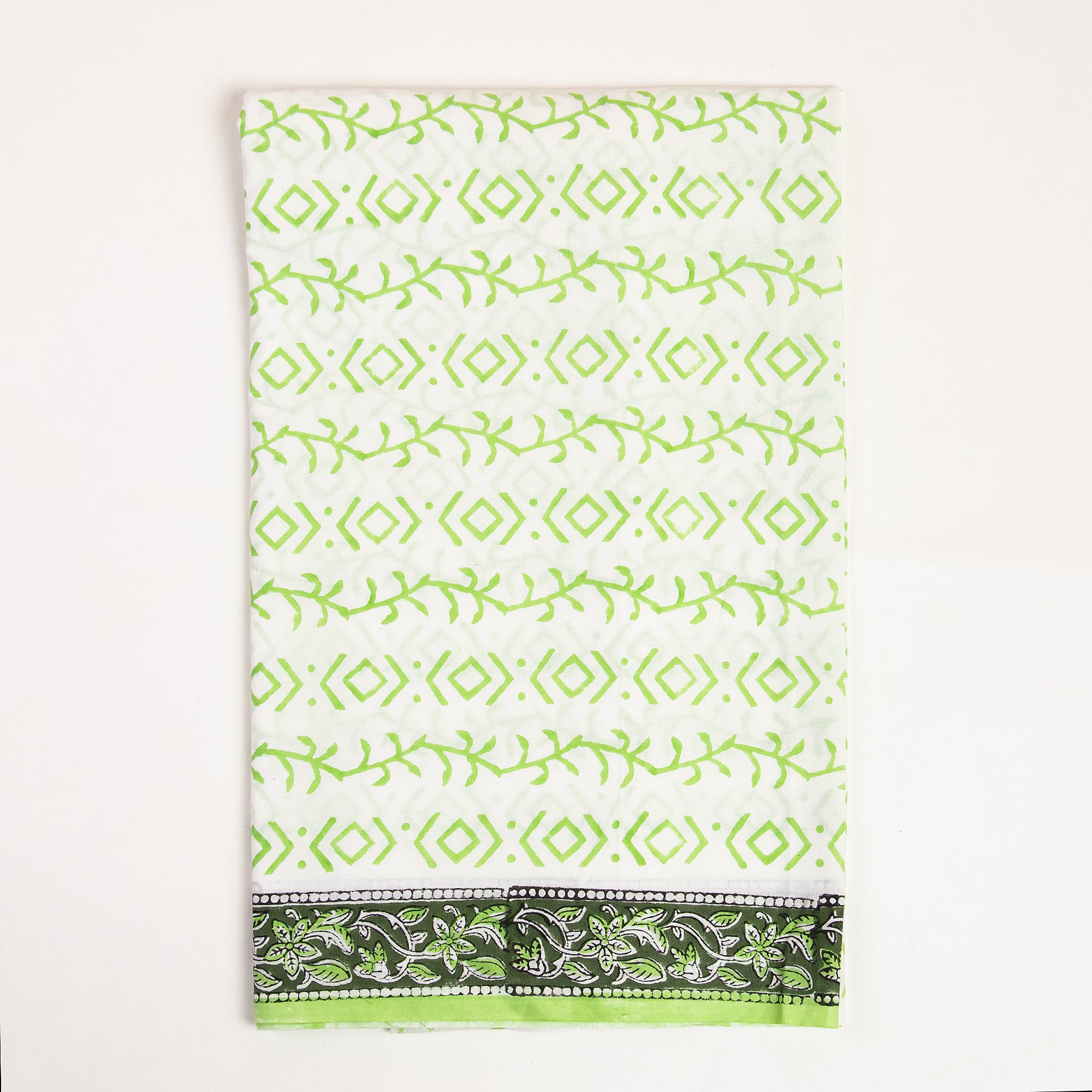 Green Floral Pure Cotton Suit for Women with Kota Doria Dupatta