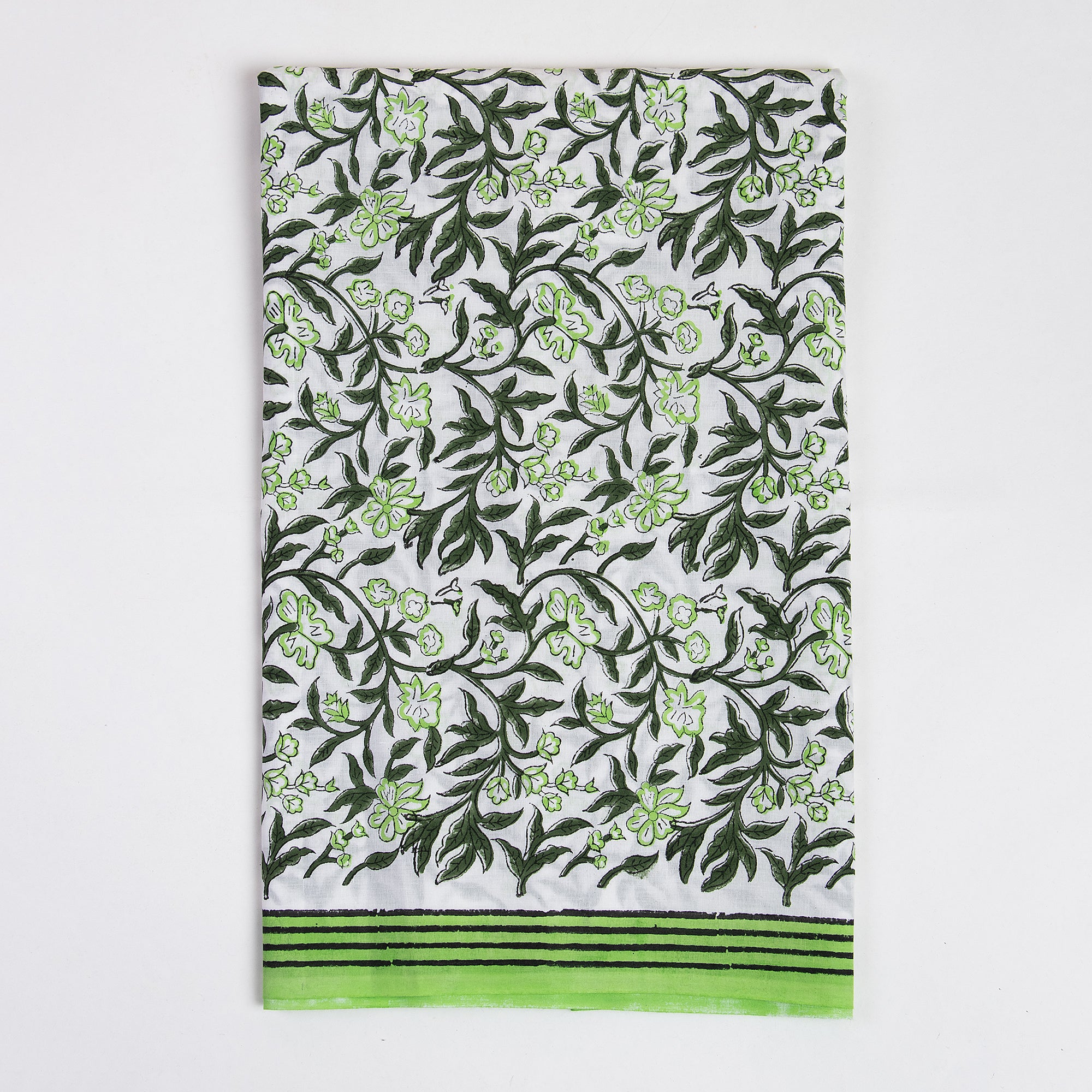 Green Floral Print Women Suit Sets Readymade Cotton Suits with Kota Dupatta