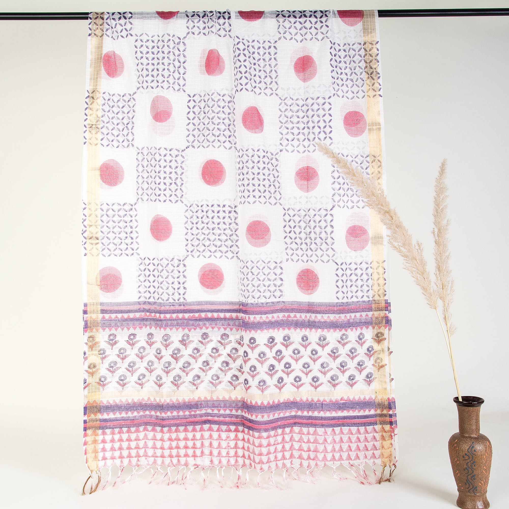 Pink Sun Flower Jaipuri Cotton Suits