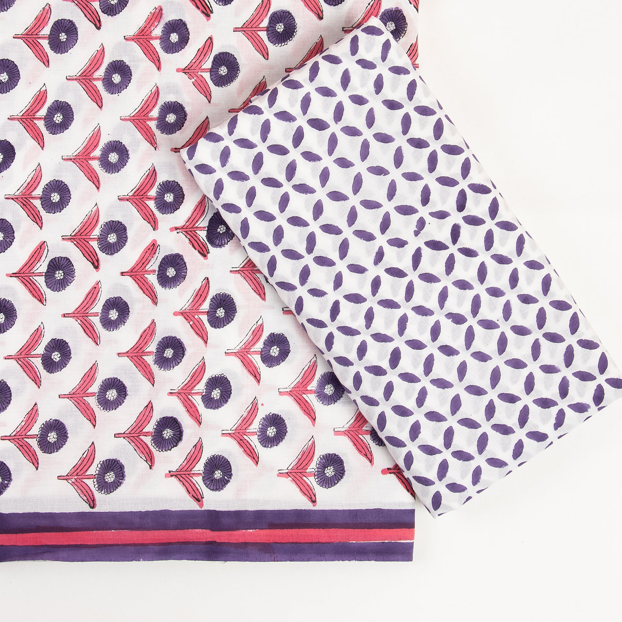 Pink Sun Flower Jaipuri Cotton Suits