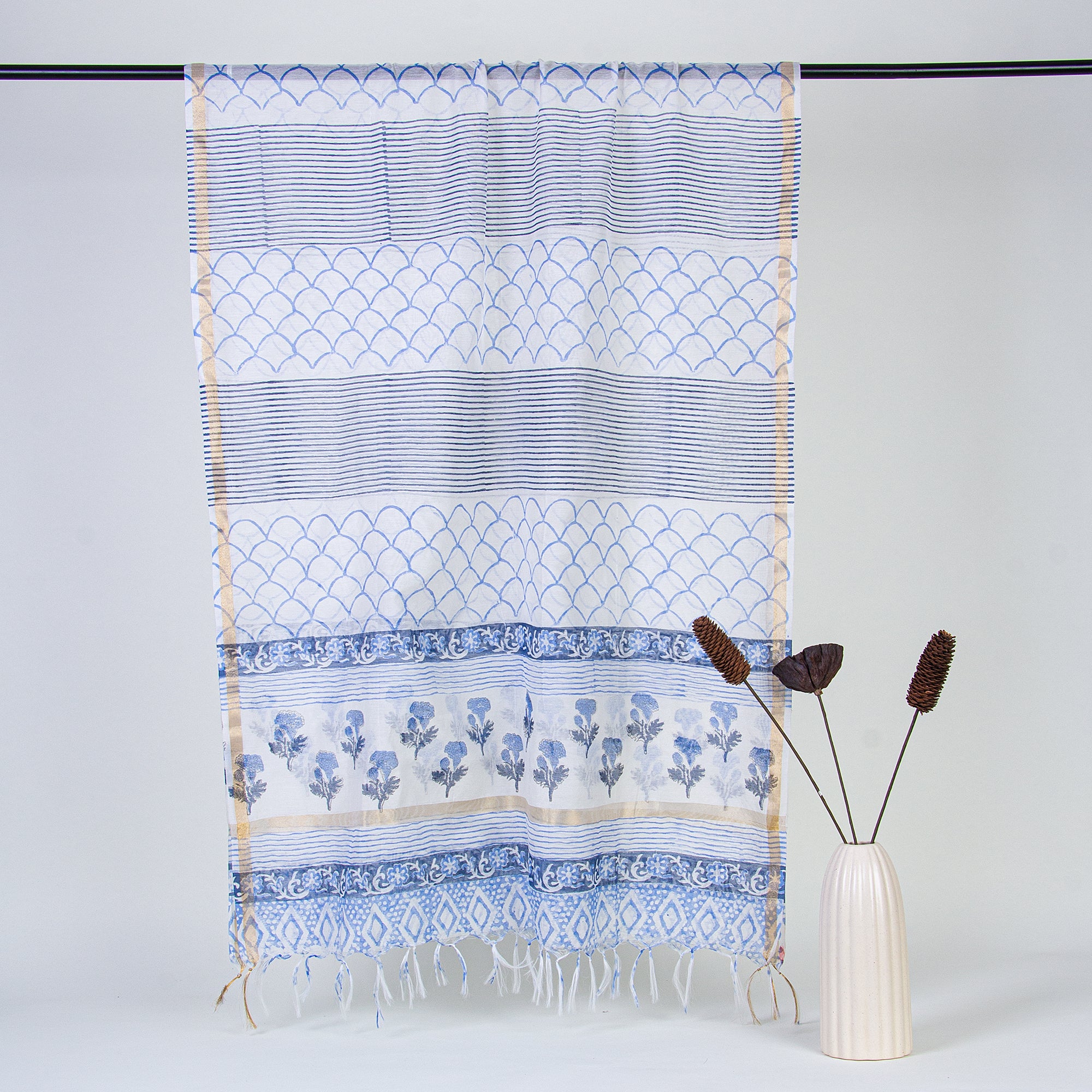 Sky Blue 3 Piece Suit for Women with Kota Doria Dupatta Suits