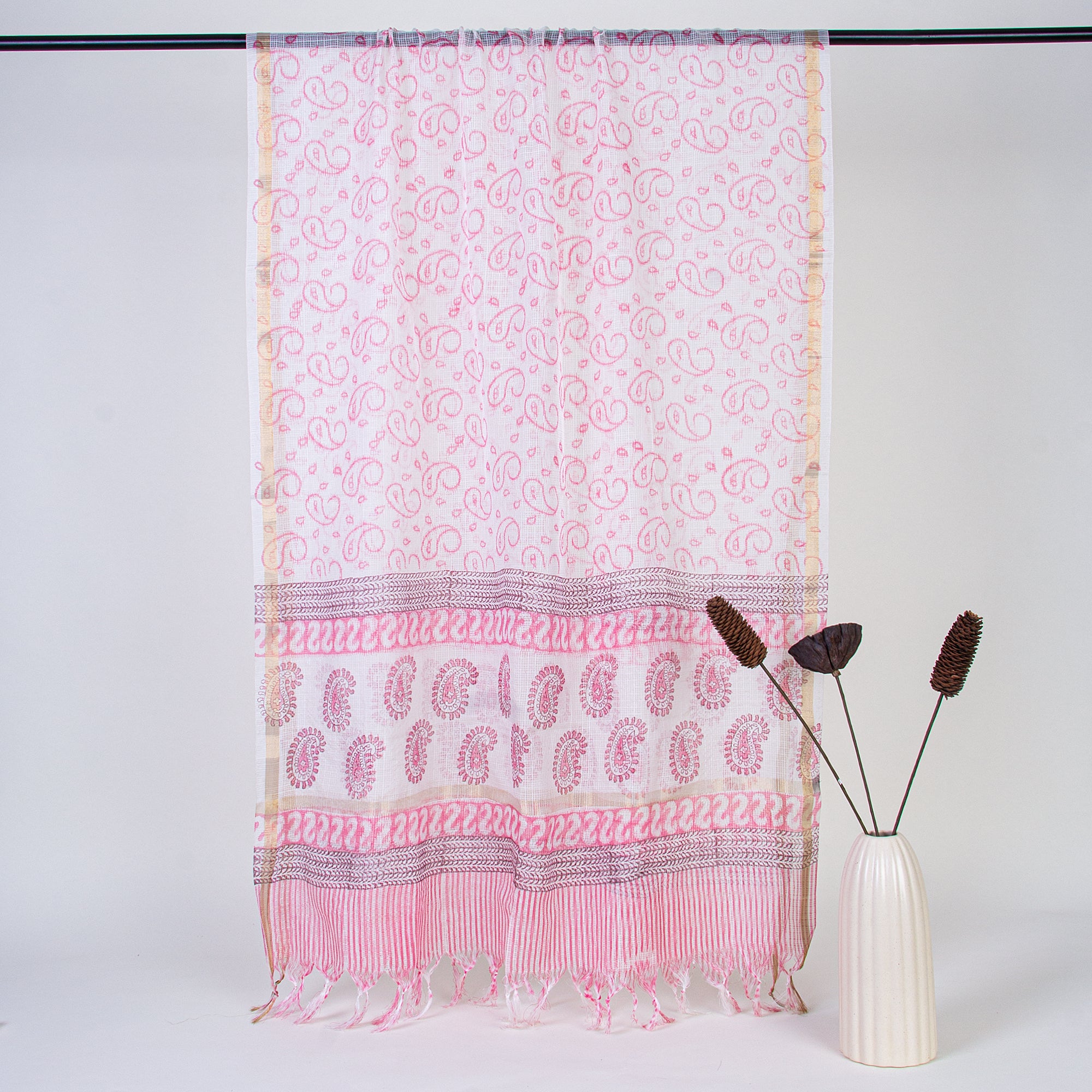 Pink Paisley Cotton Suits for Women with Kota Dupatta