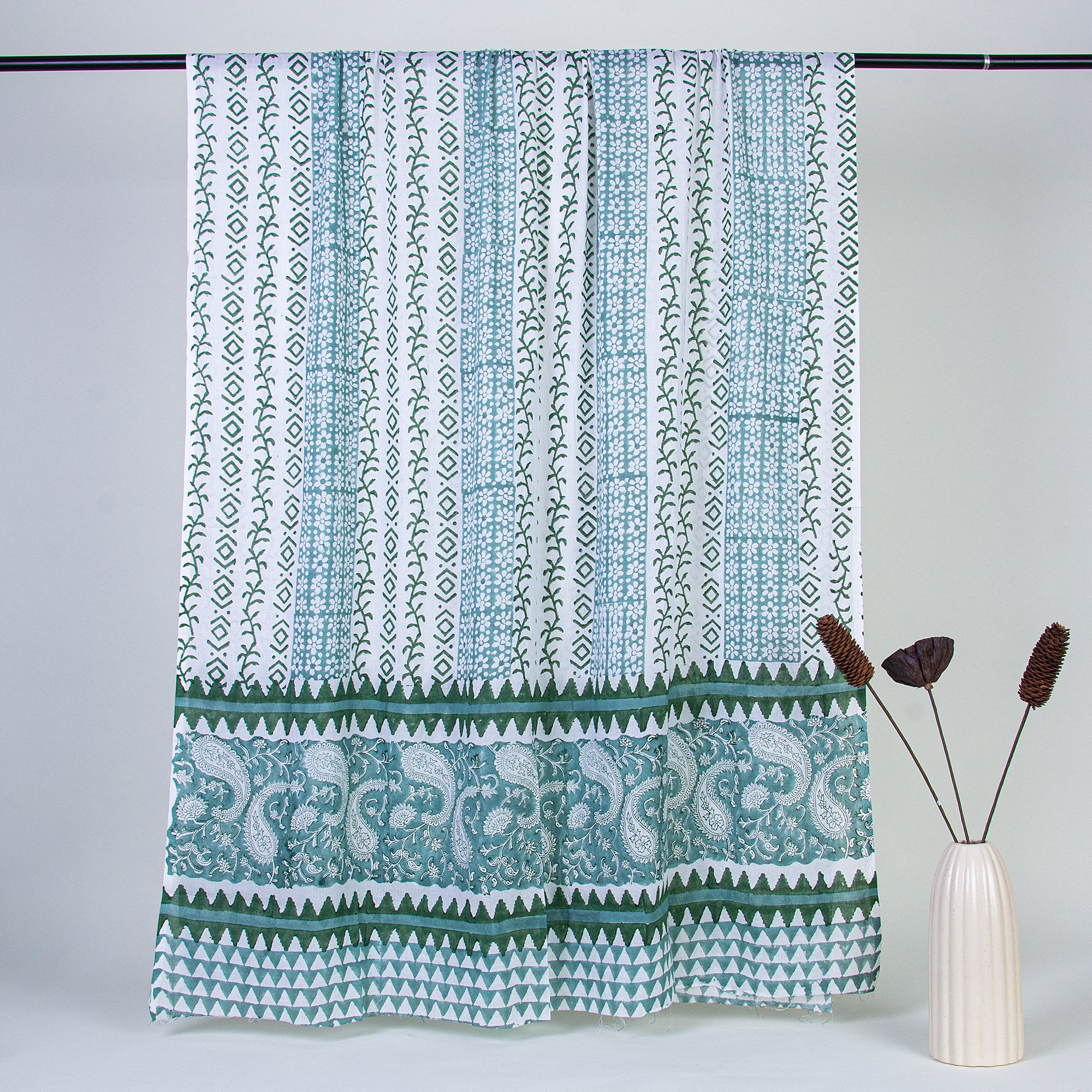 Green 3 Piece Suit for Women Cotton Suits with Cotton Dupatta