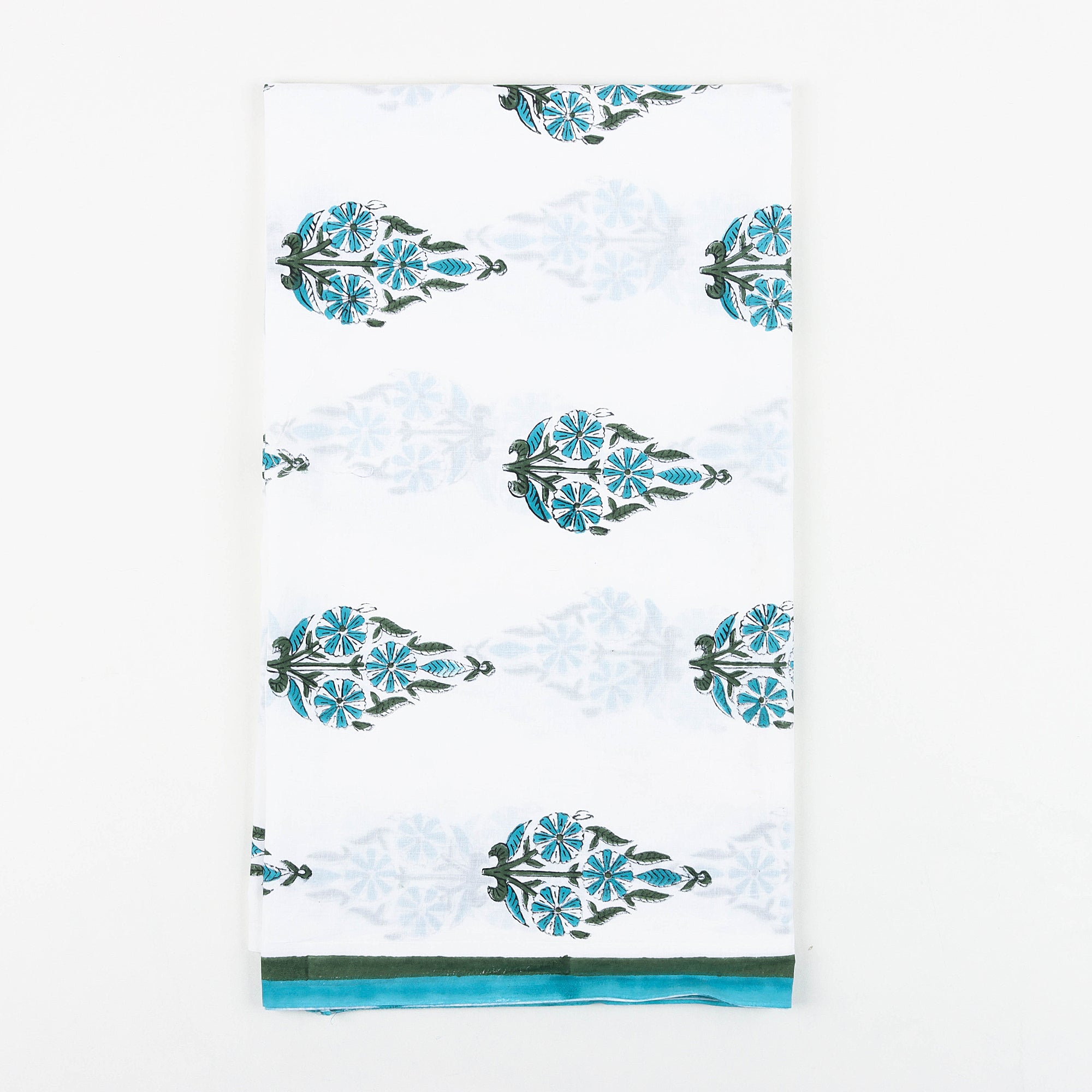 Sky Blue Block Print Suit Set and Kota Doria Dupatta Best