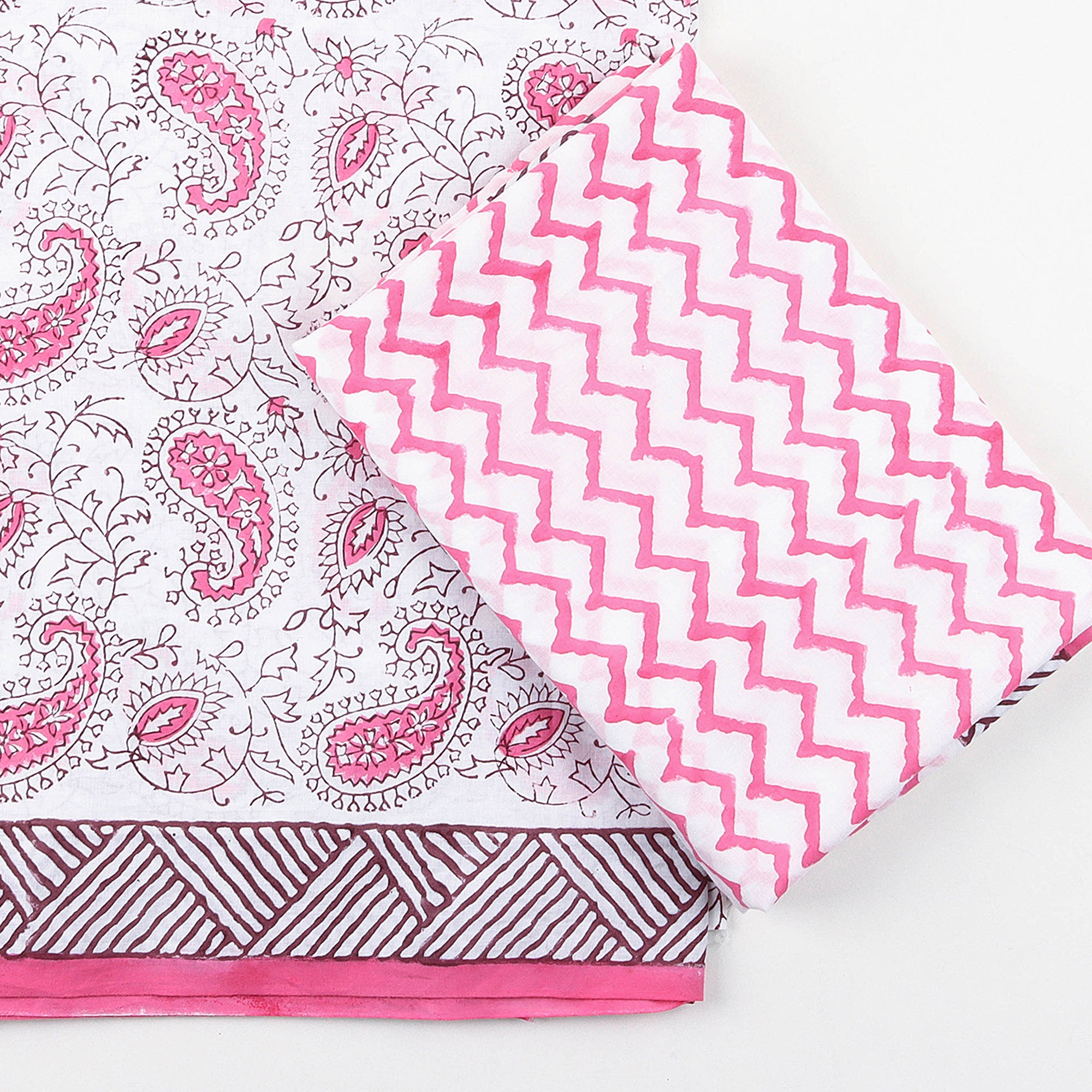 Paisley Block Printed Cotton Suits with Cotton Dupatta