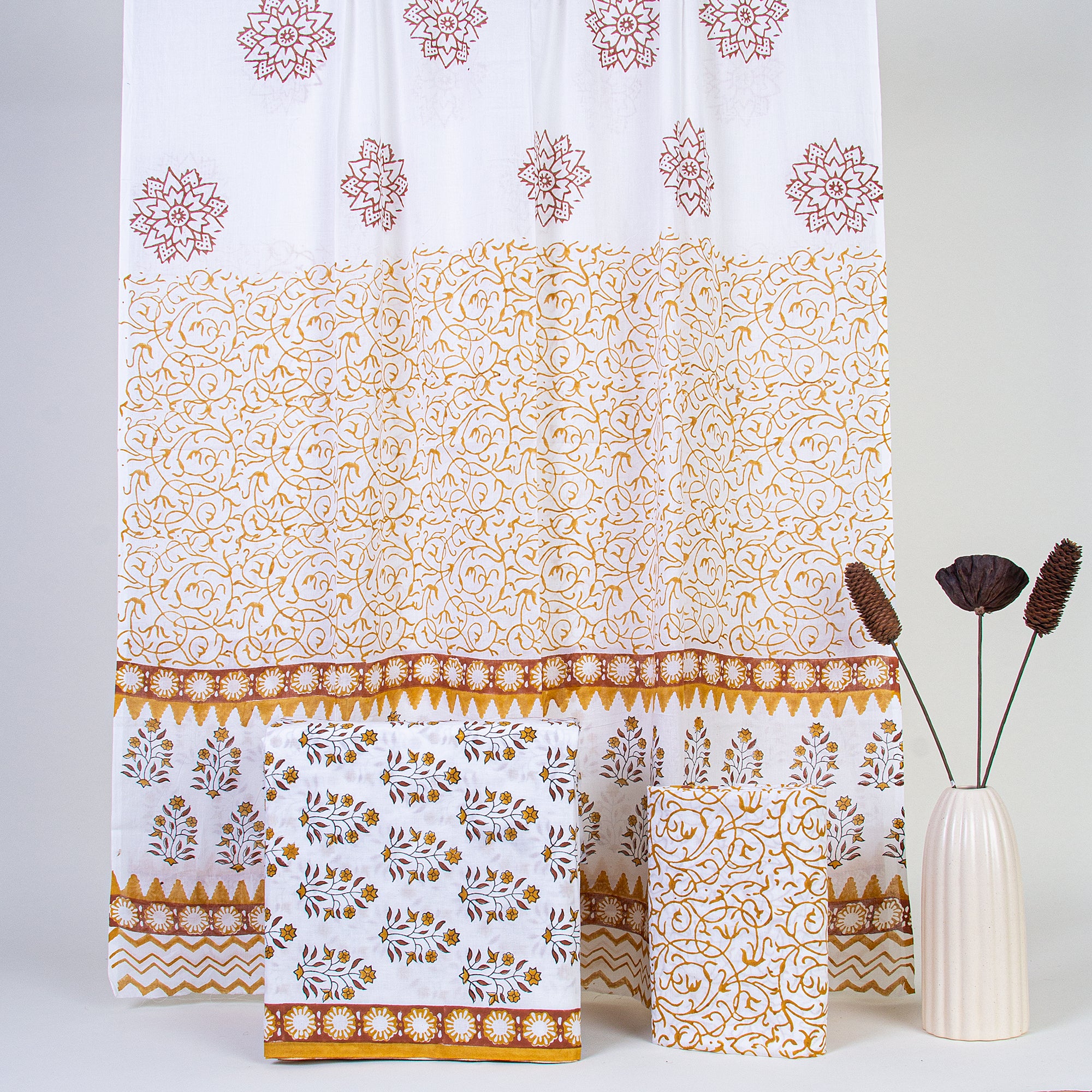 Yellow Cotton Dress Material with Cotton Dupatta