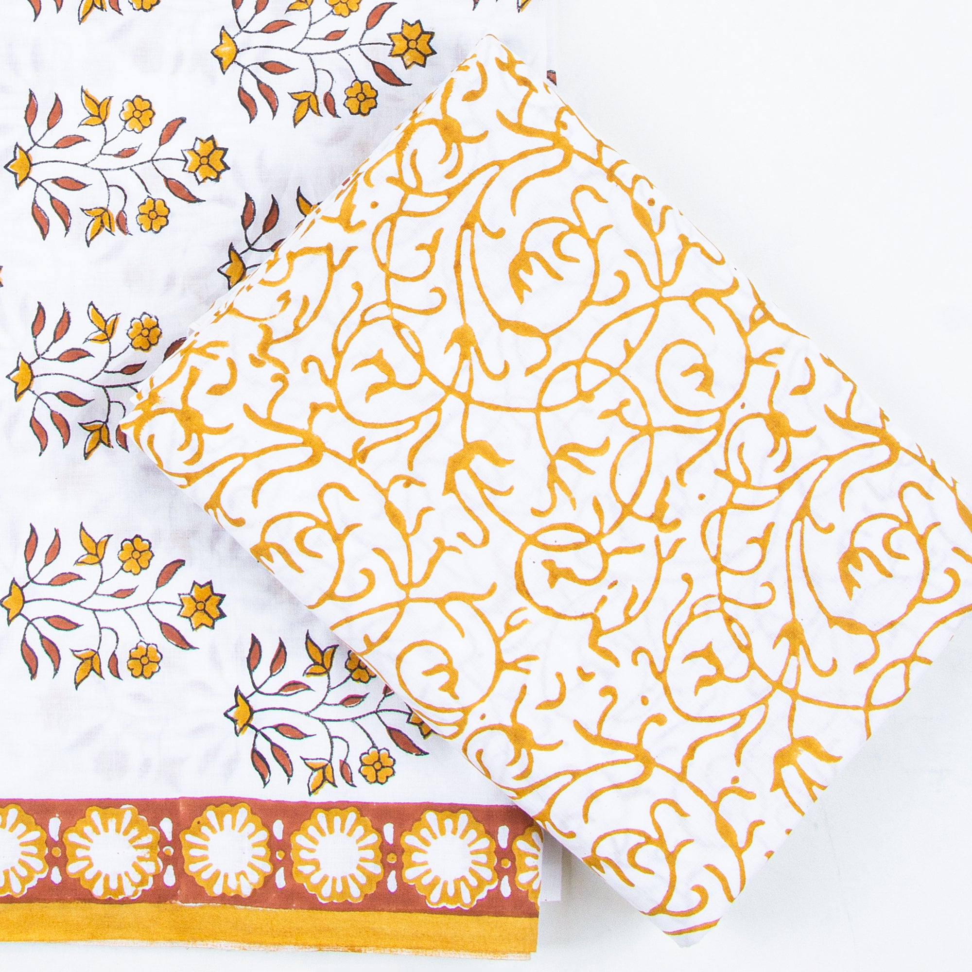 Yellow Cotton Dress Material with Cotton Dupatta