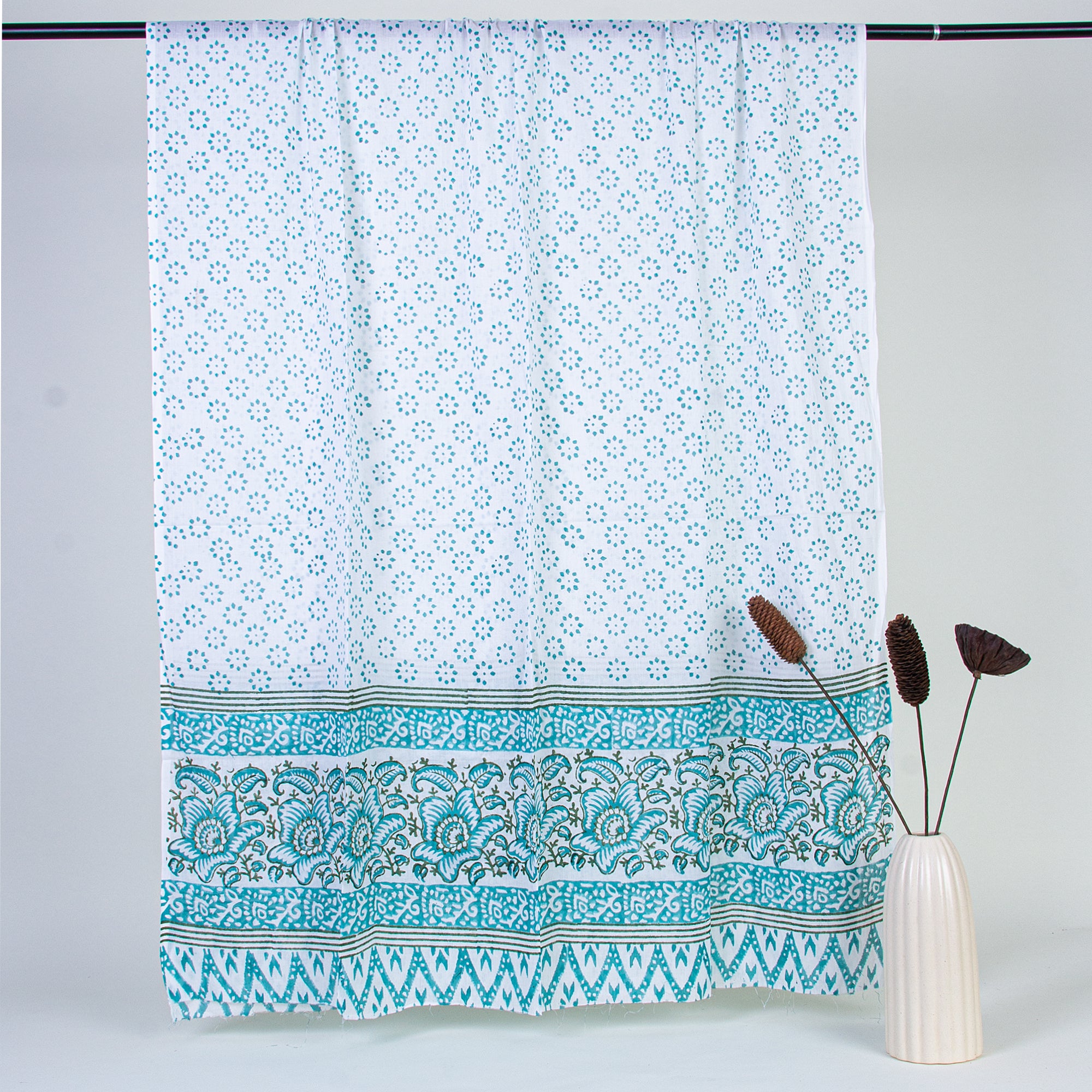 Sky Blue Cotton Unstitched Suit Fabric with Cotton Dupatta