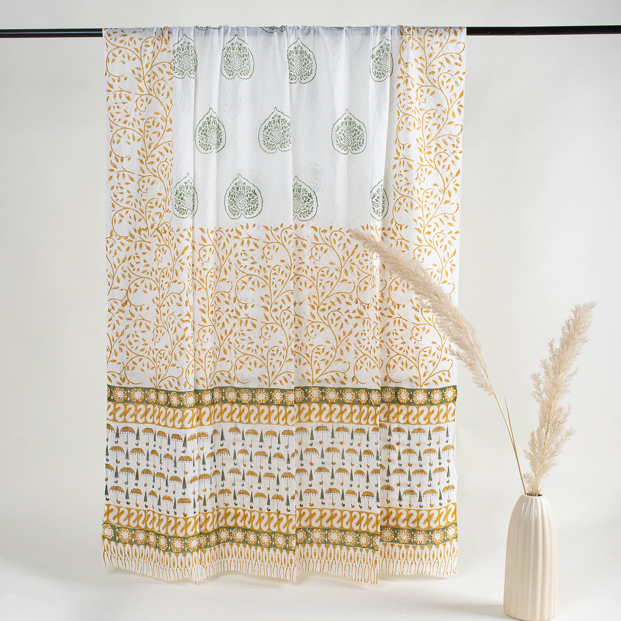 Mustard Yellow Umbrella Unstitched Suit Fabric