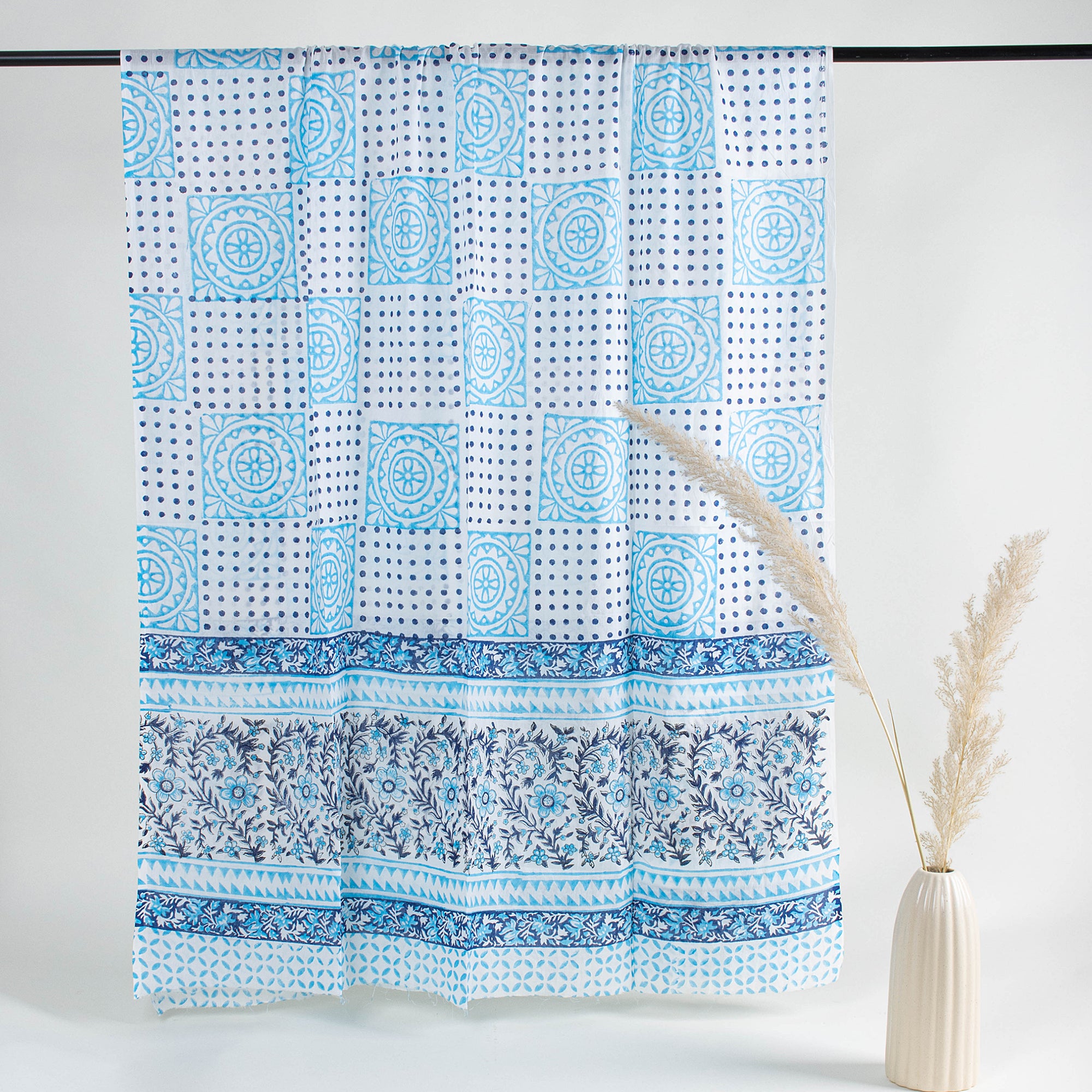 Sky Blue Floral Salwar Suit for Women Dress Cotton Dupatta