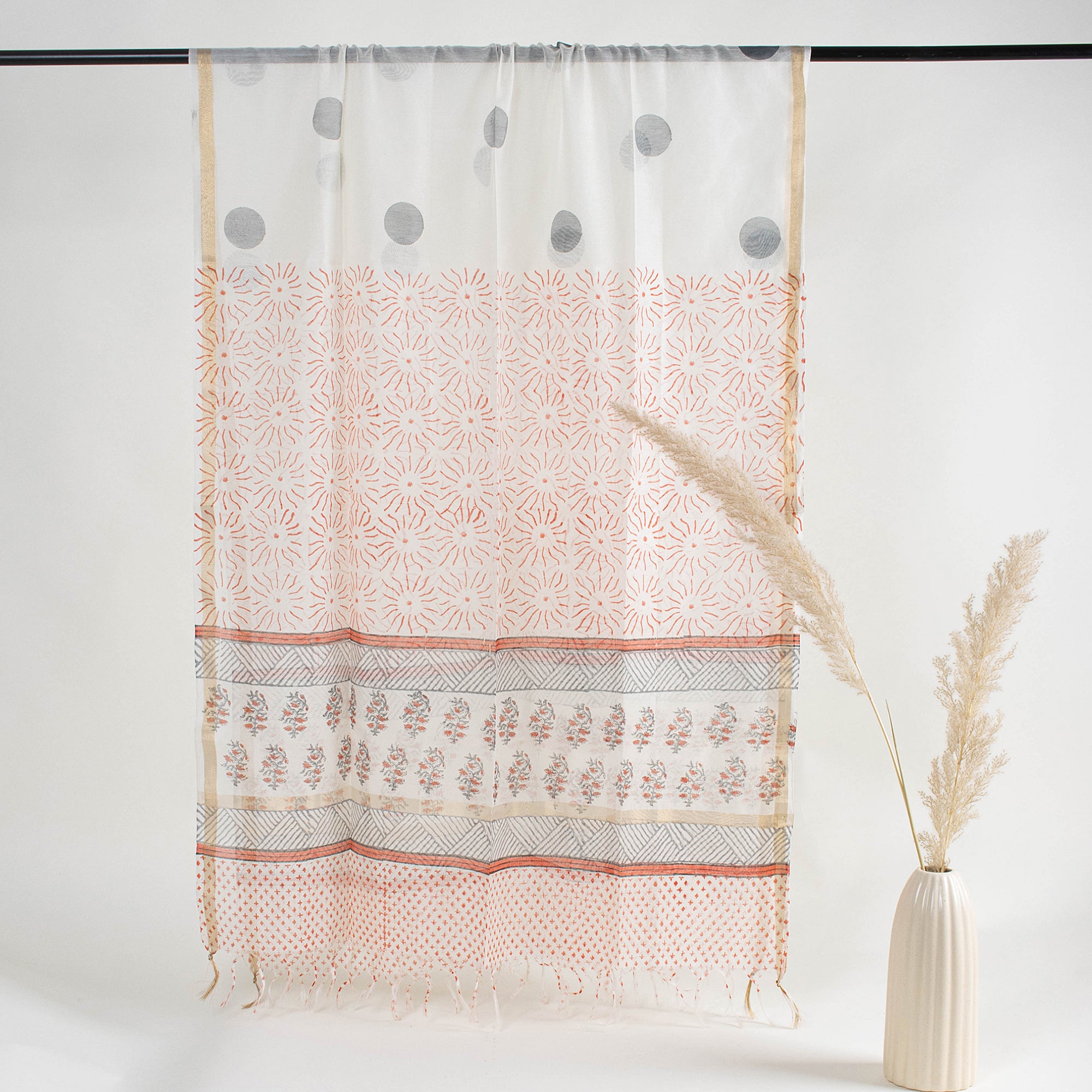 Hand Block Floral Suit Womens Suit Set with Kota Doria Dupatta