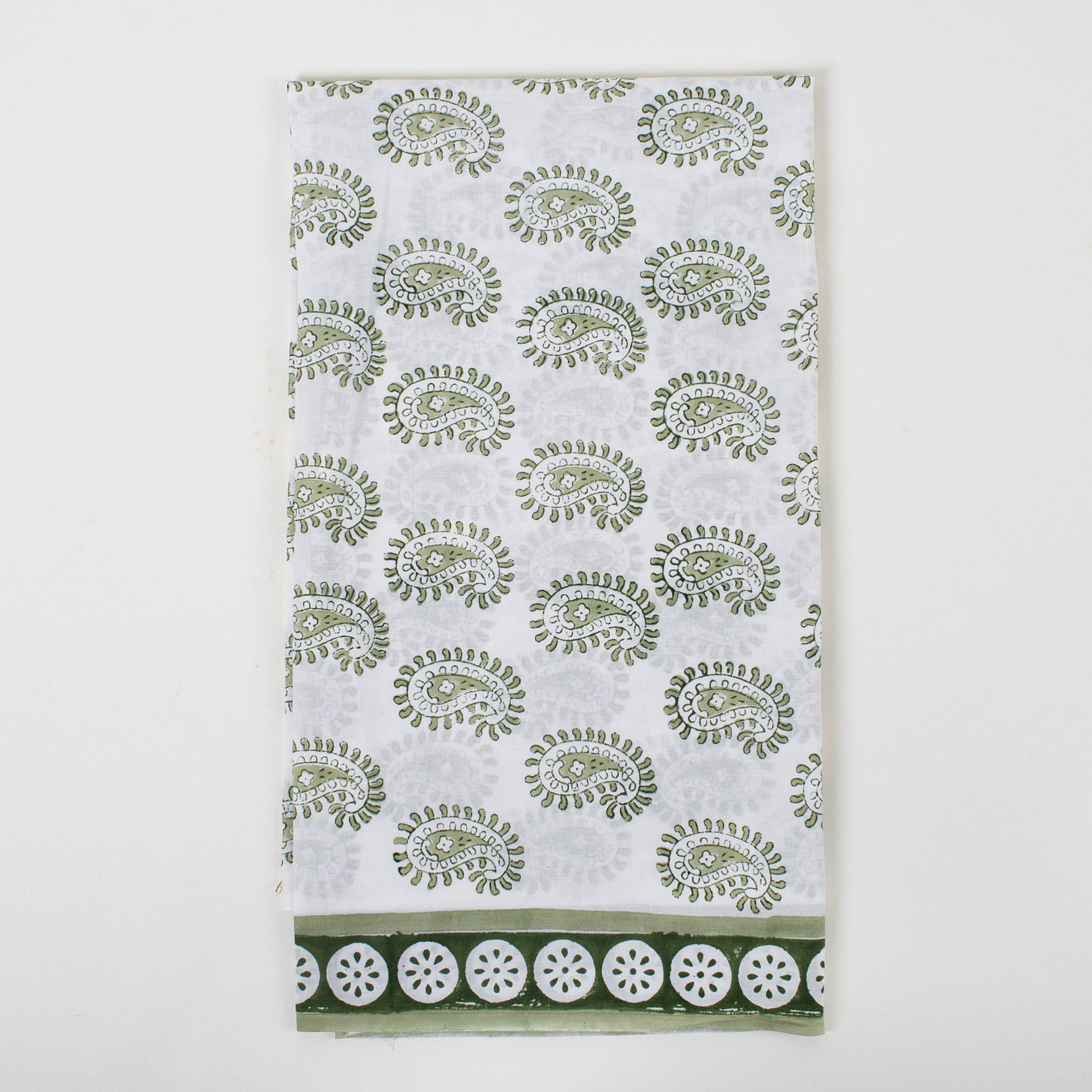 Green Paisley Cotton Salwar Suit with Cotton Silk Dupatta