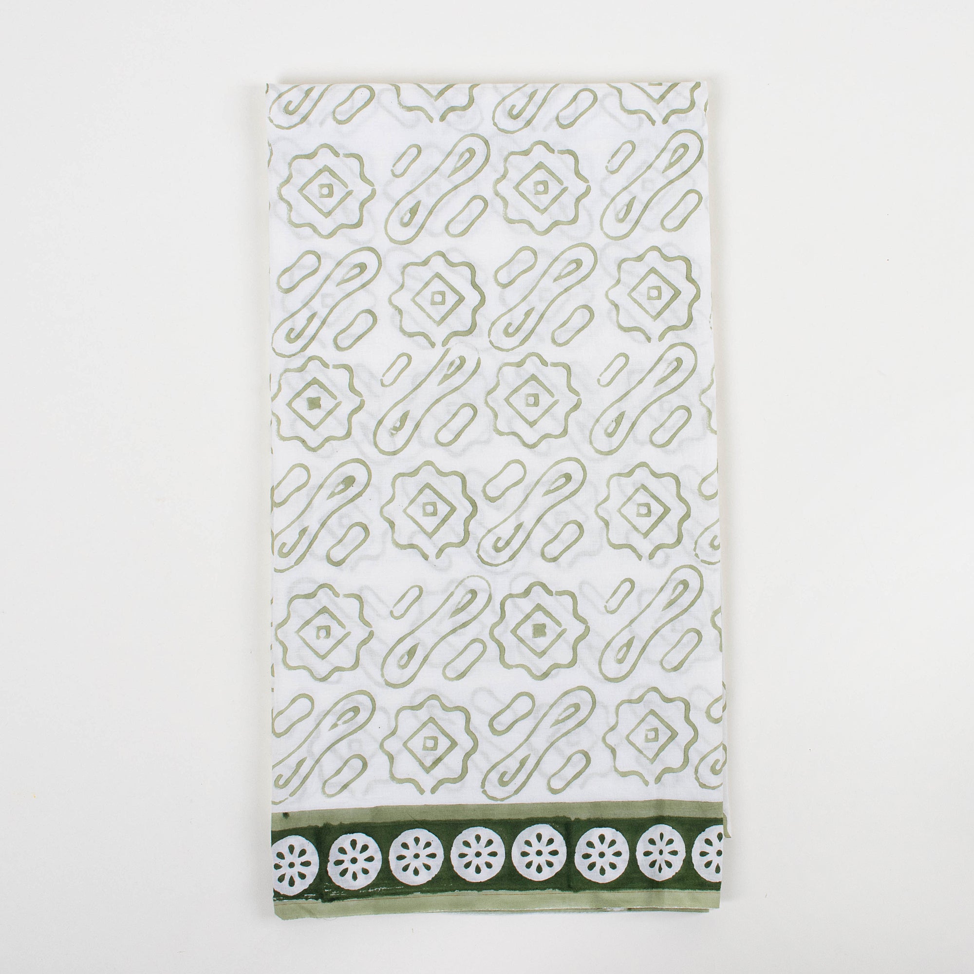 Green Paisley Cotton Salwar Suit with Cotton Silk Dupatta