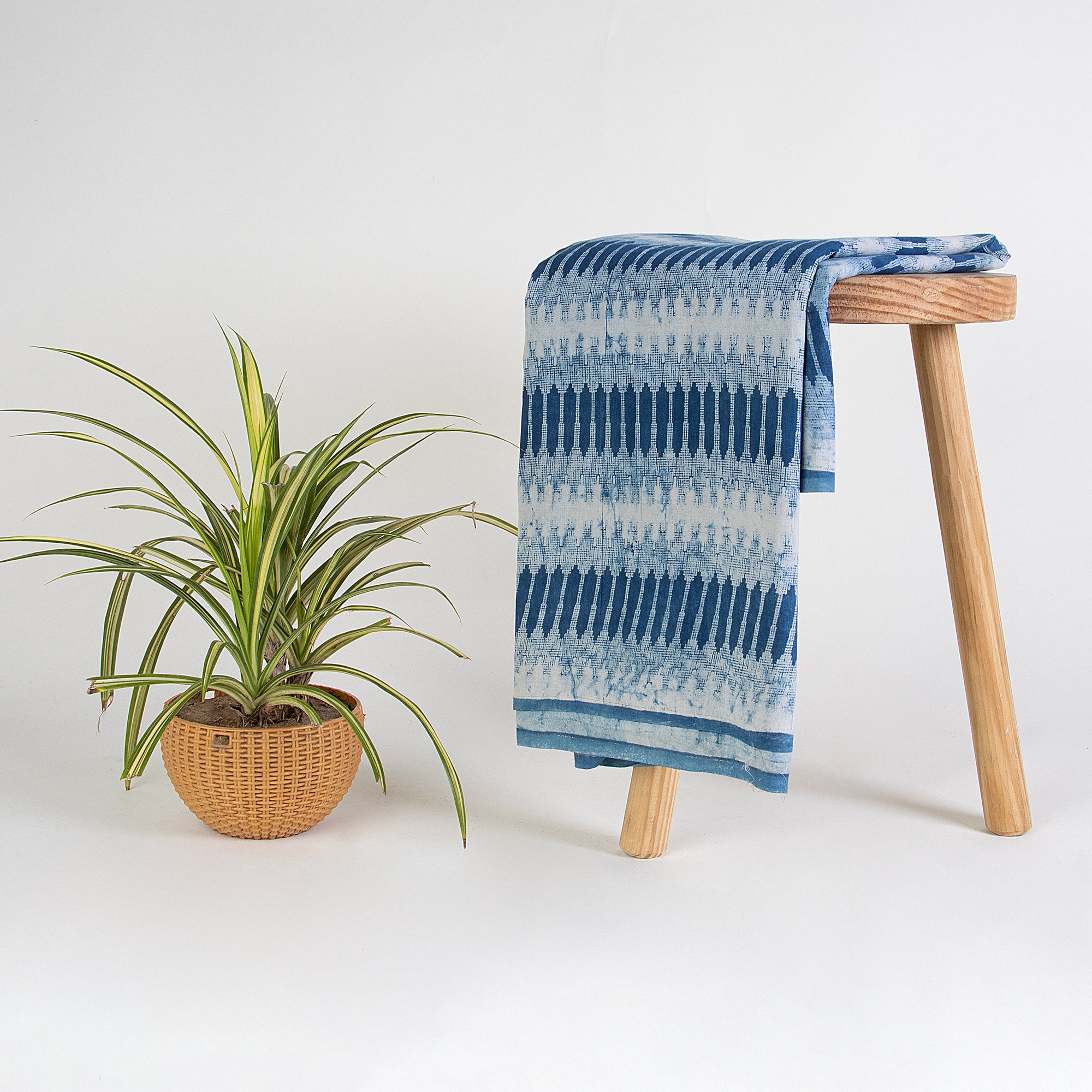 Unique Indigo Blue Abstract Printed Yard Cotton Fabric