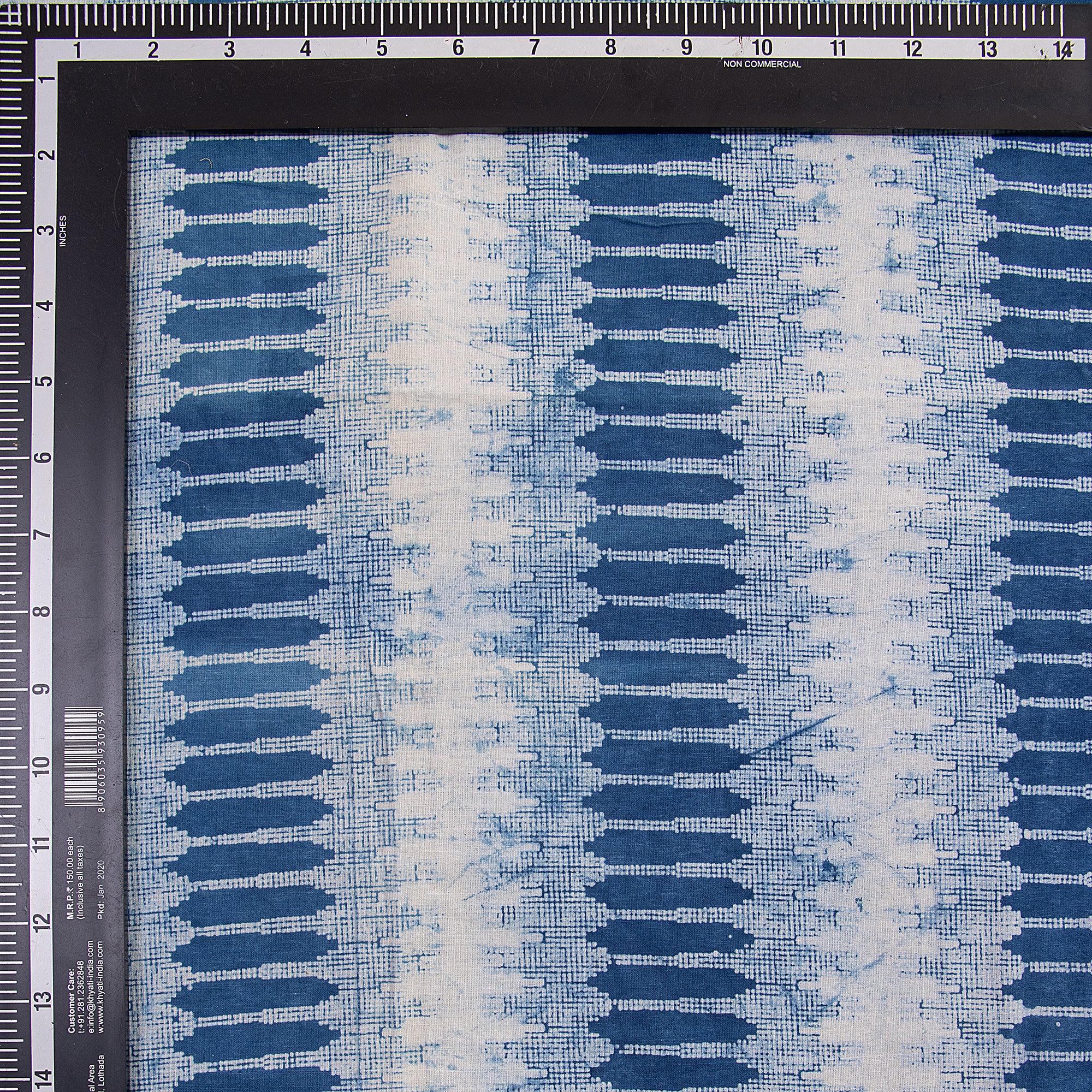 Unique Indigo Blue Abstract Printed Yard Cotton Fabric