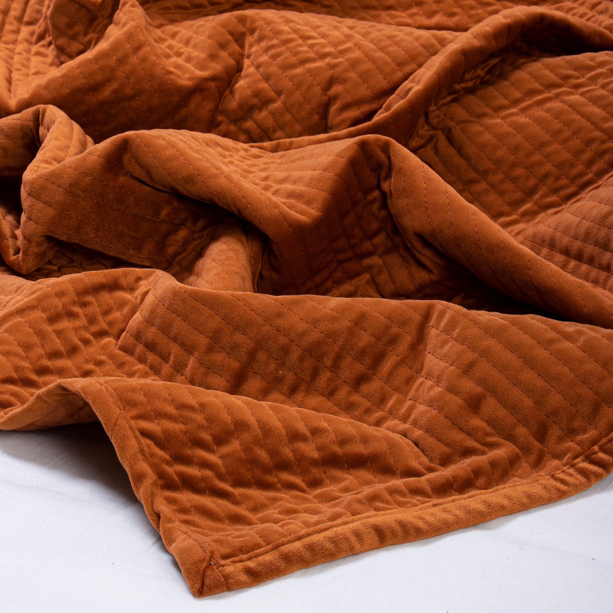 Beautiful Handmade Orange Velvet Luxury Comforter