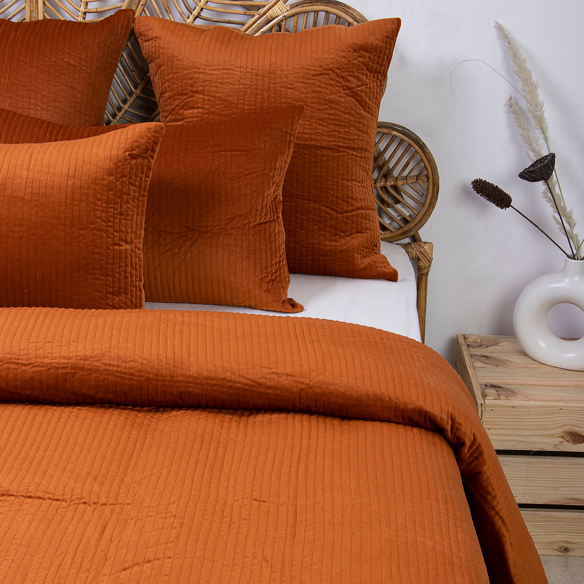 Beautiful Handmade Orange Velvet Luxury Comforter