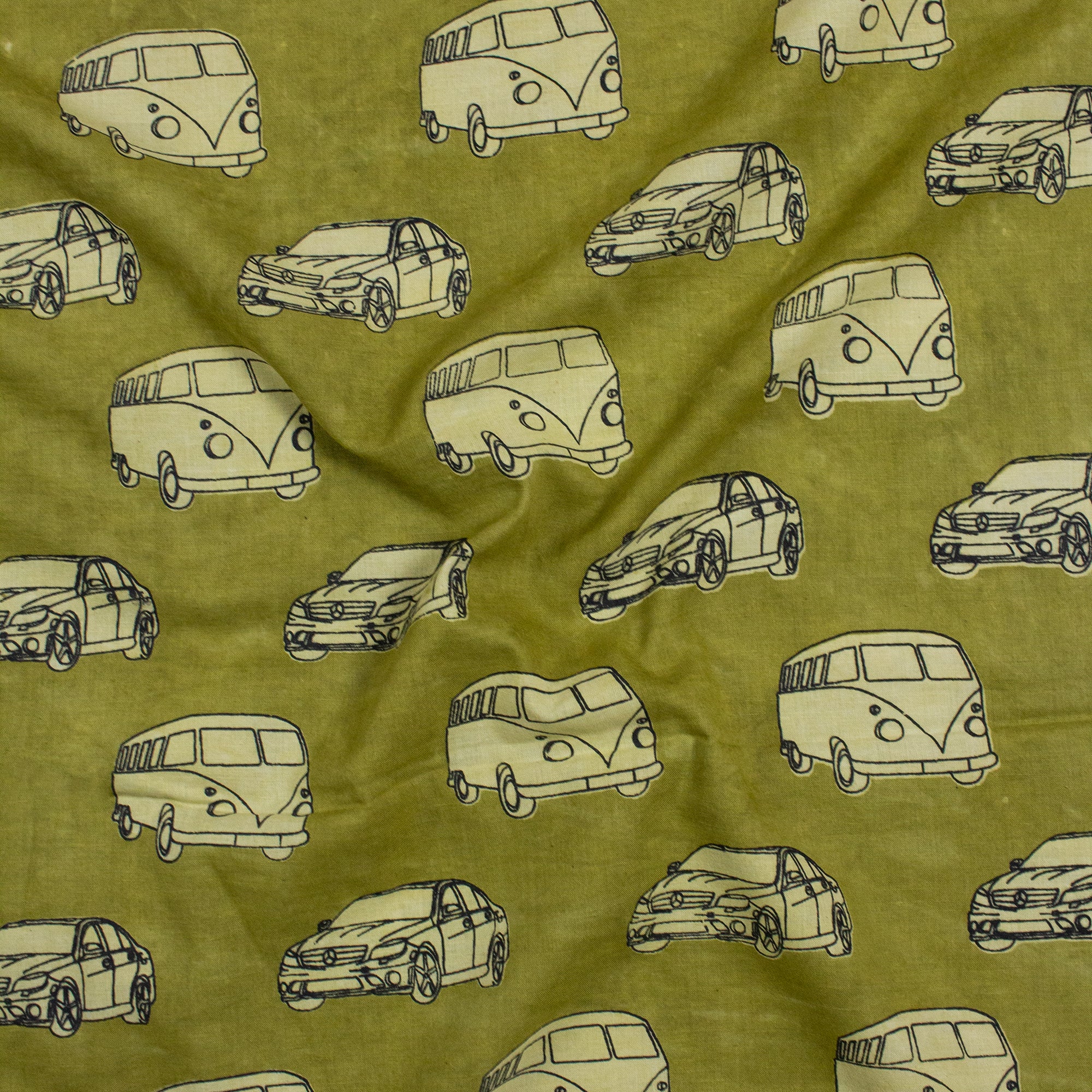 Vehicle Hand Block Dabu Print Fabric