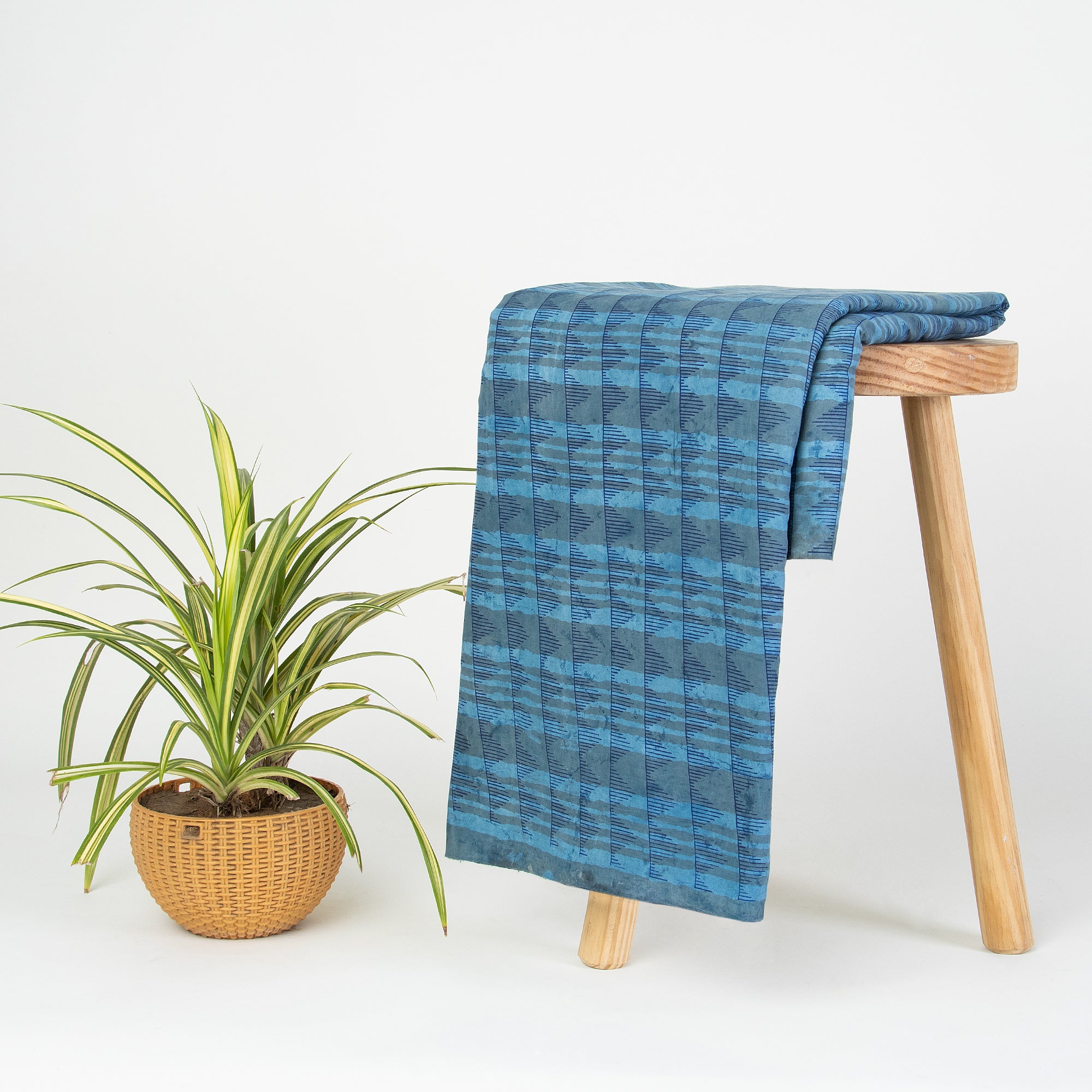 Wave Dabu Hand Block Print Fabric By The Yard