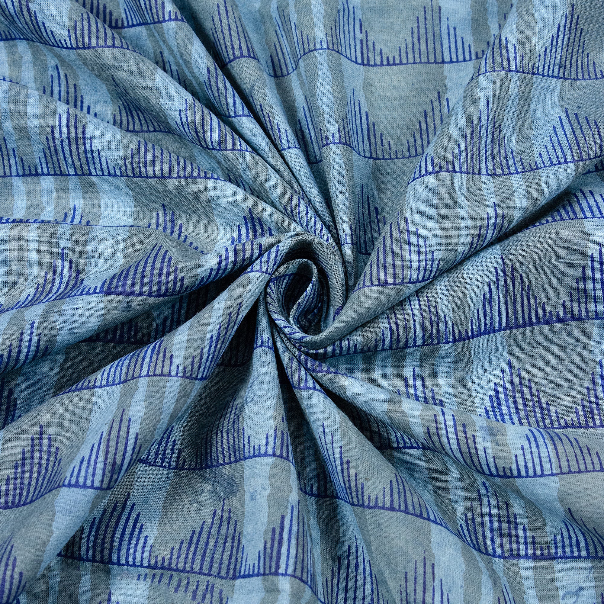 Wave Dabu Hand Block Print Fabric By The Yard