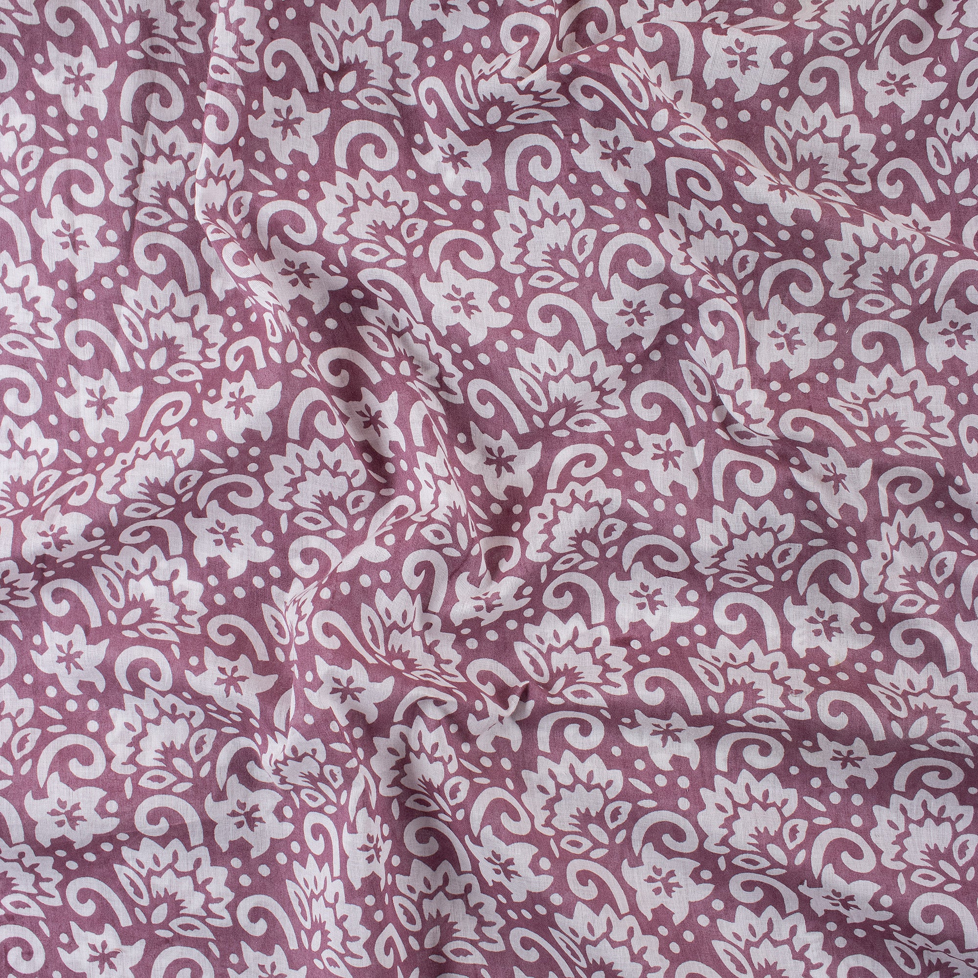 White Floral Indian Hand Block Printed Fabric