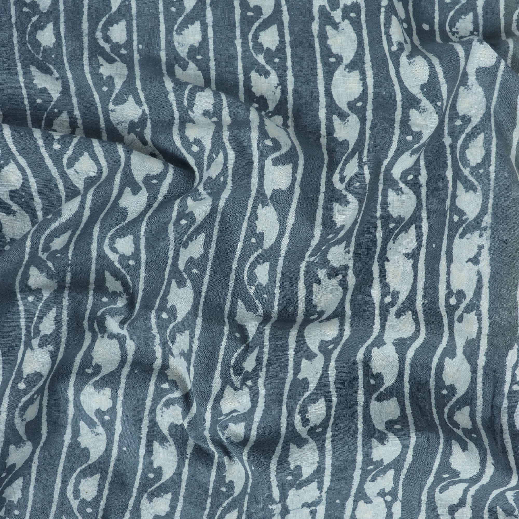 White Striped Cotton Hand Block Print Dabu Fabric