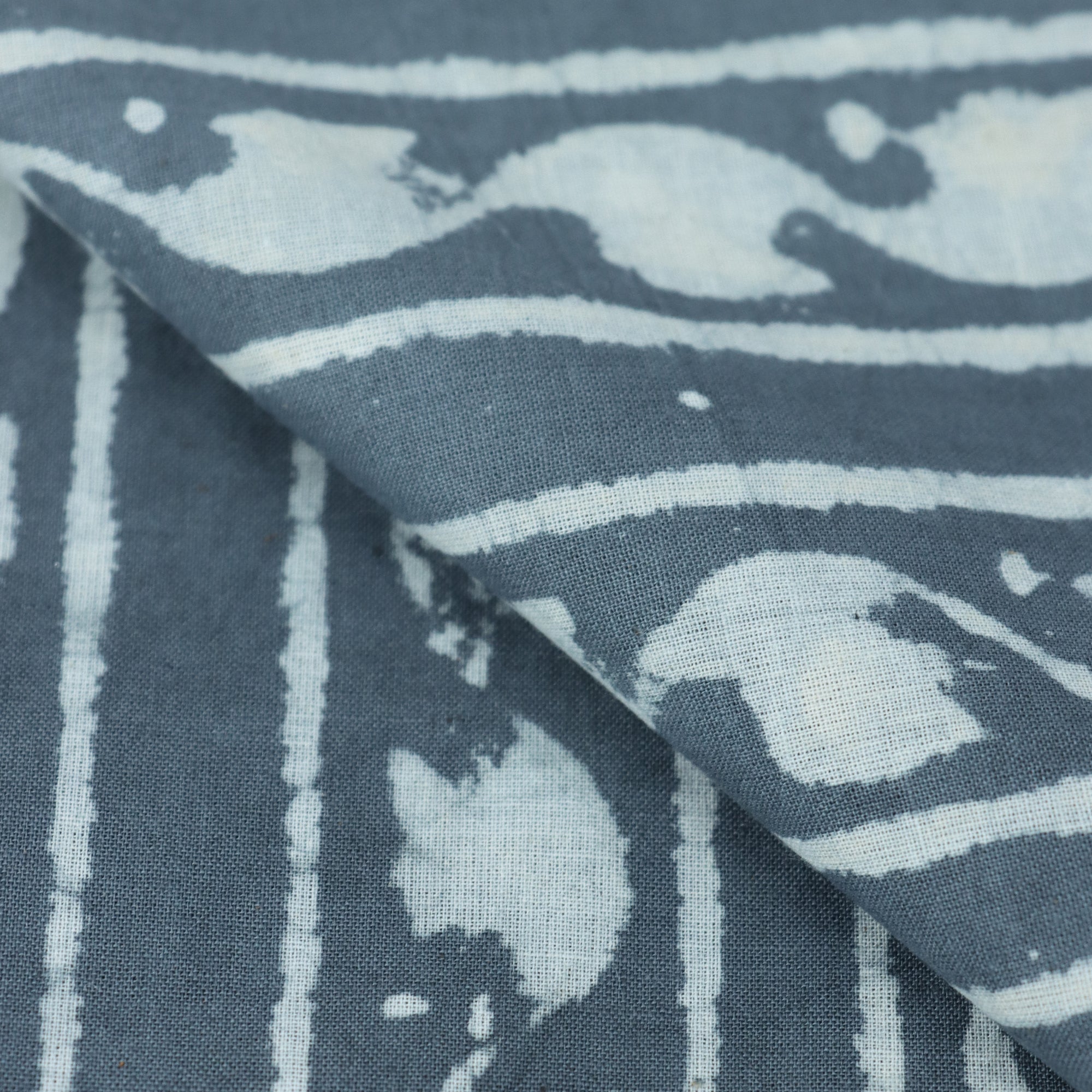 White Striped Cotton Hand Block Print Dabu Fabric