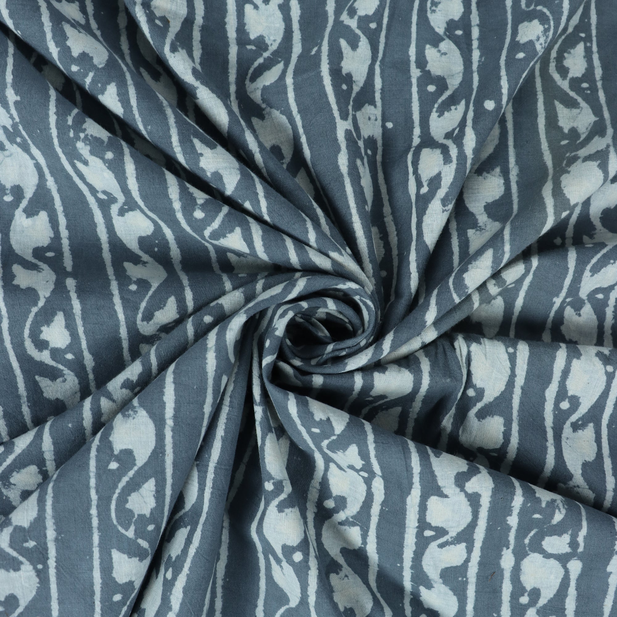 White Striped Cotton Hand Block Print Dabu Fabric