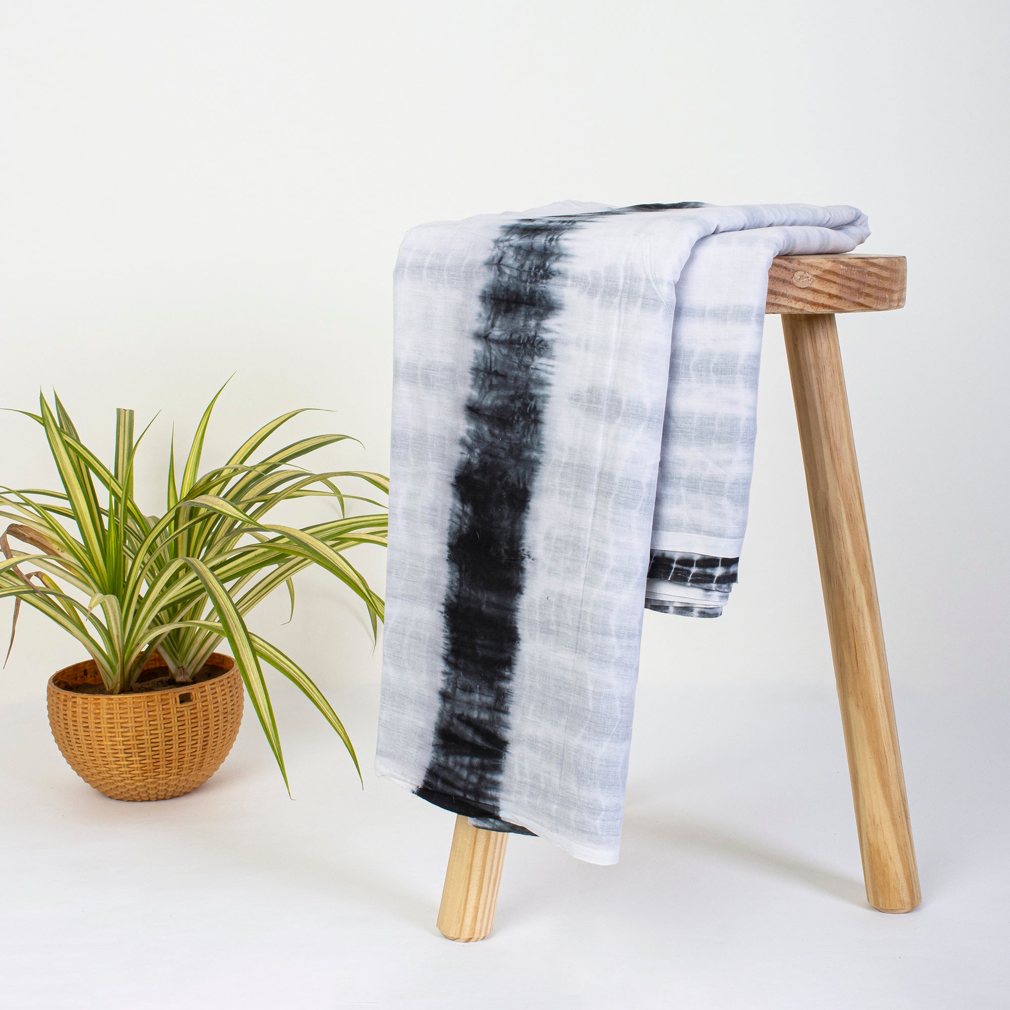 White Tie Dye Shibori Cotton Fabric