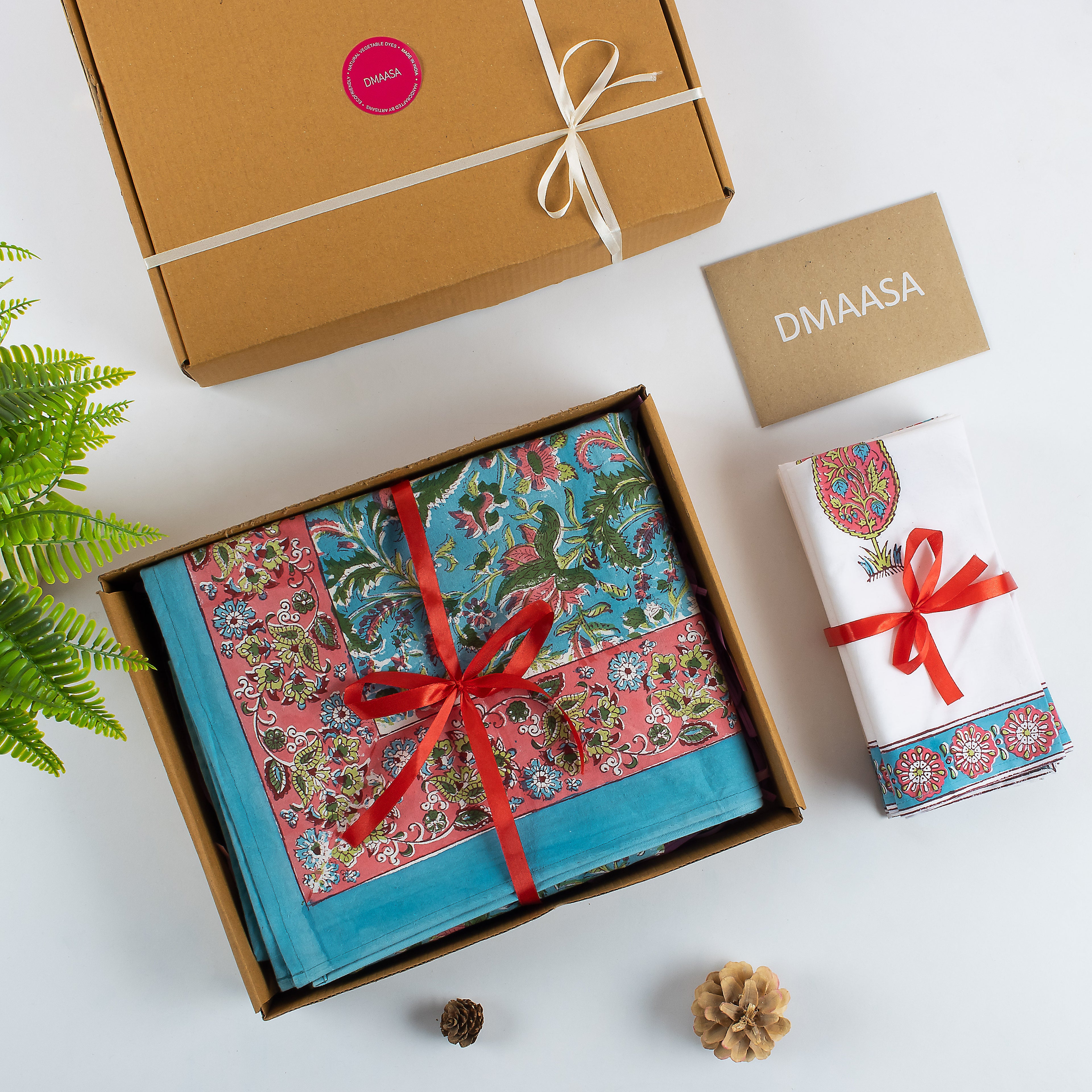 Xmas Gift Sets Floral Cotton Dining Tablecloth & Napkin