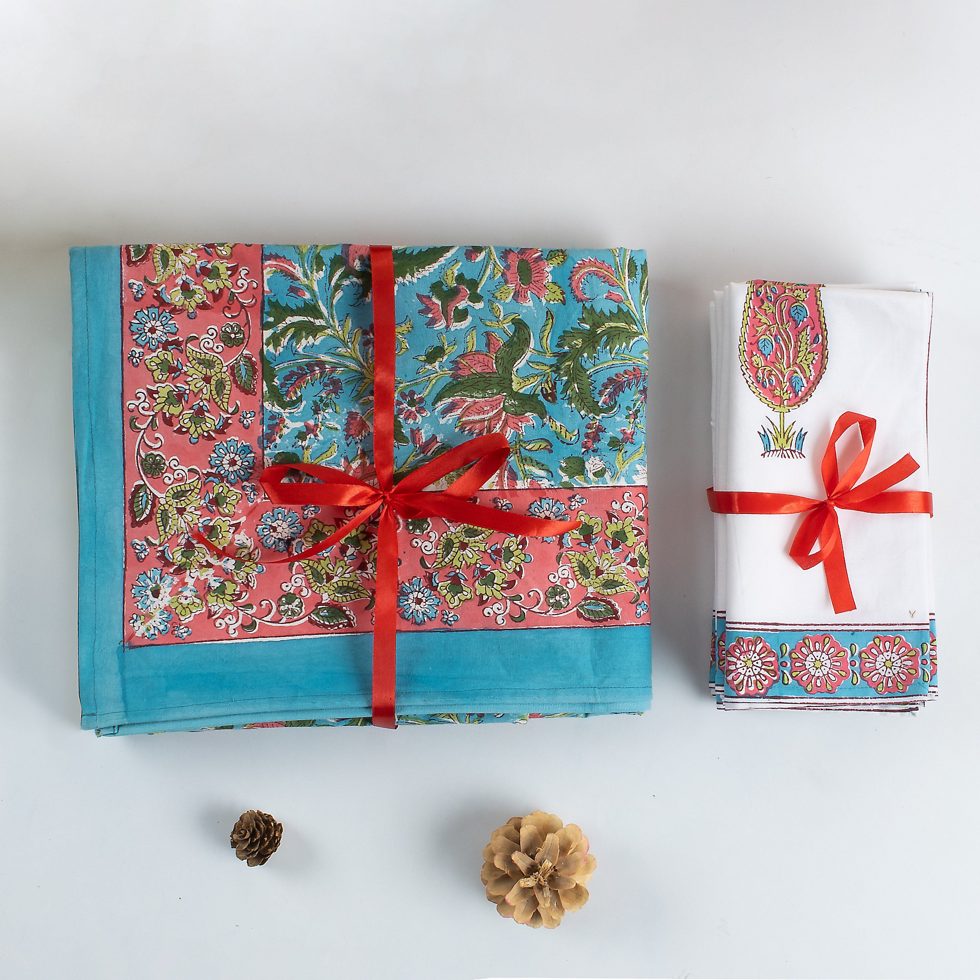 Xmas Gift Sets Floral Cotton Dining Tablecloth & Napkin