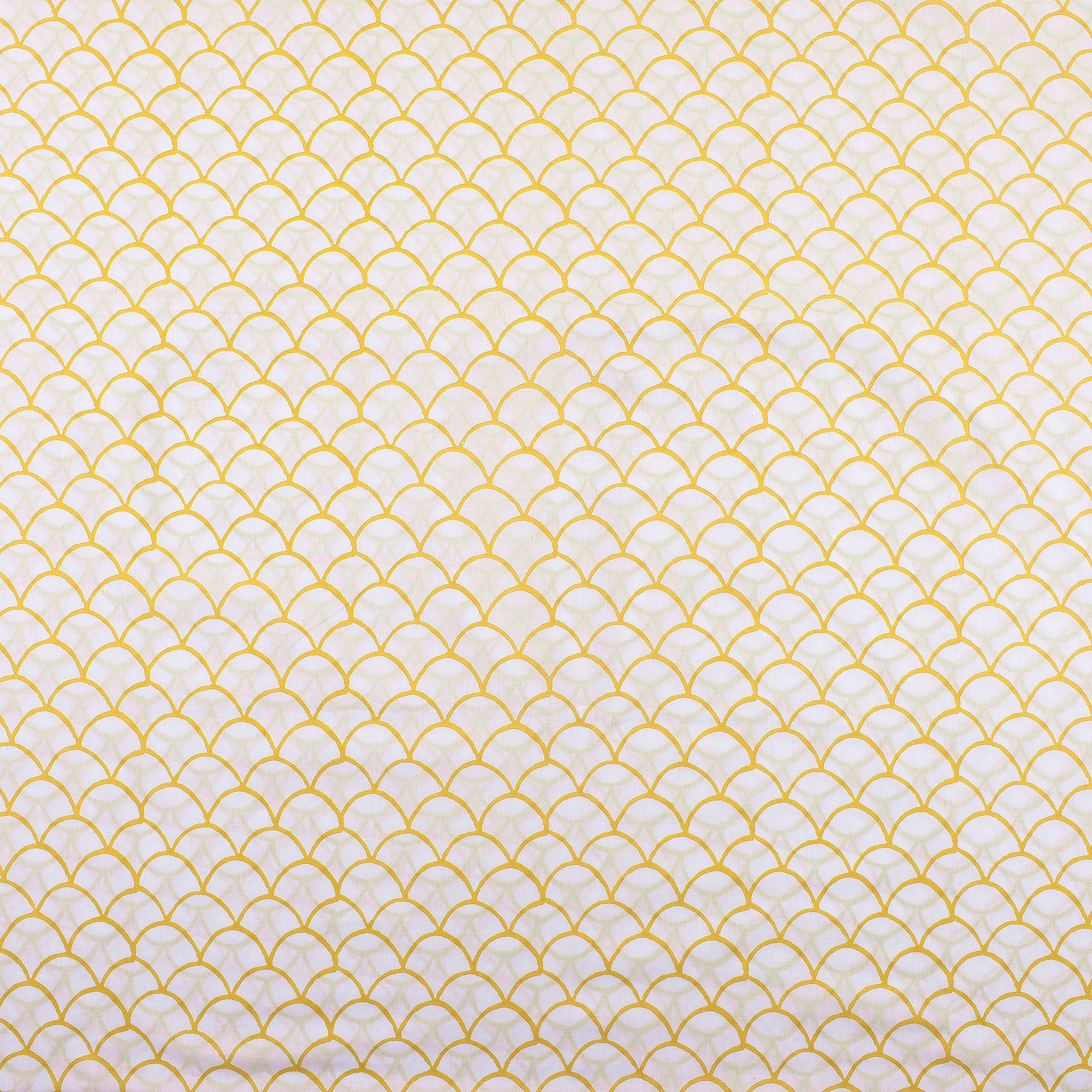 Yellow Block Printed Indian Pure Cotton Fabric Material