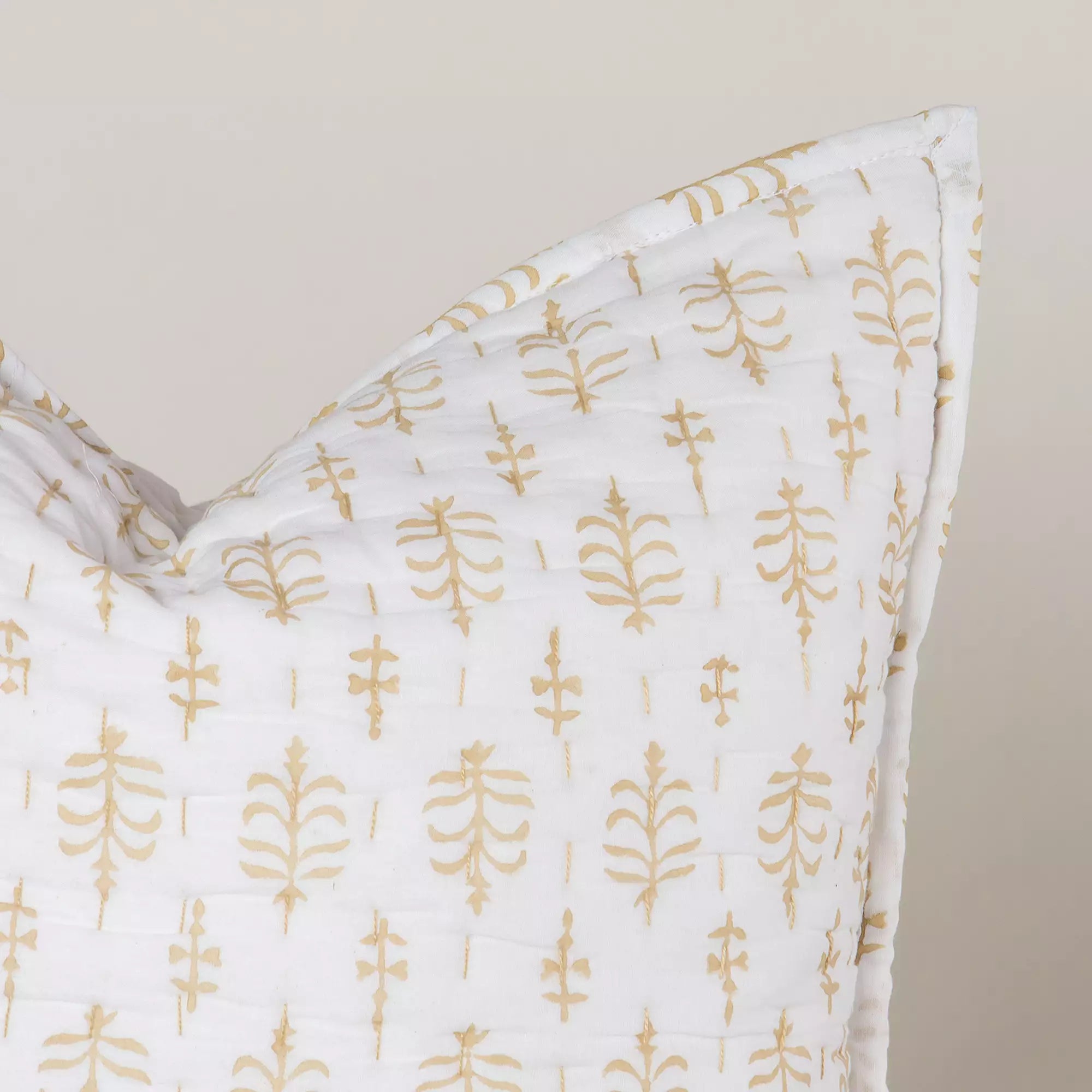 Yellow Booty Kantha Quilted Cushion Cover