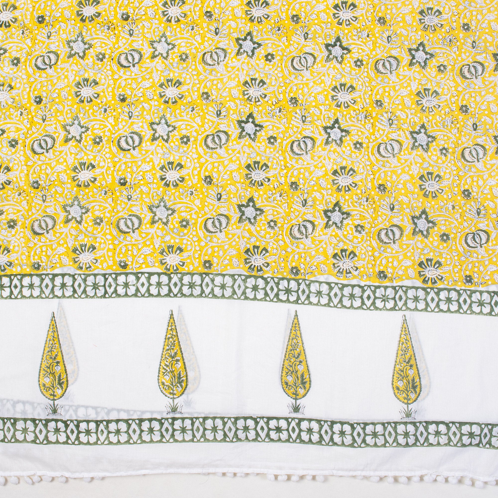 Yellow Floral Block Print Sarong Beachwear