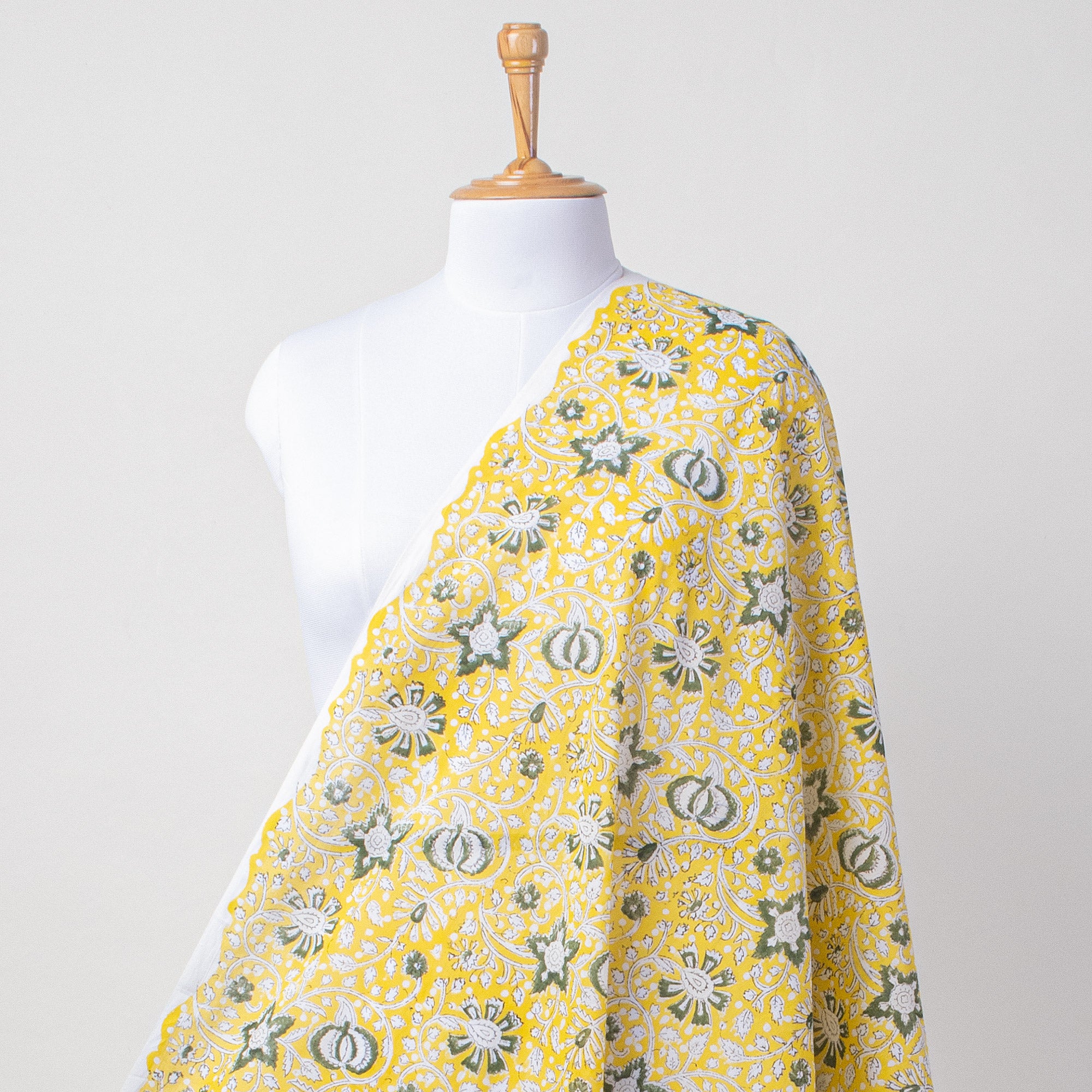 Yellow Floral Block Print Sarong Beachwear