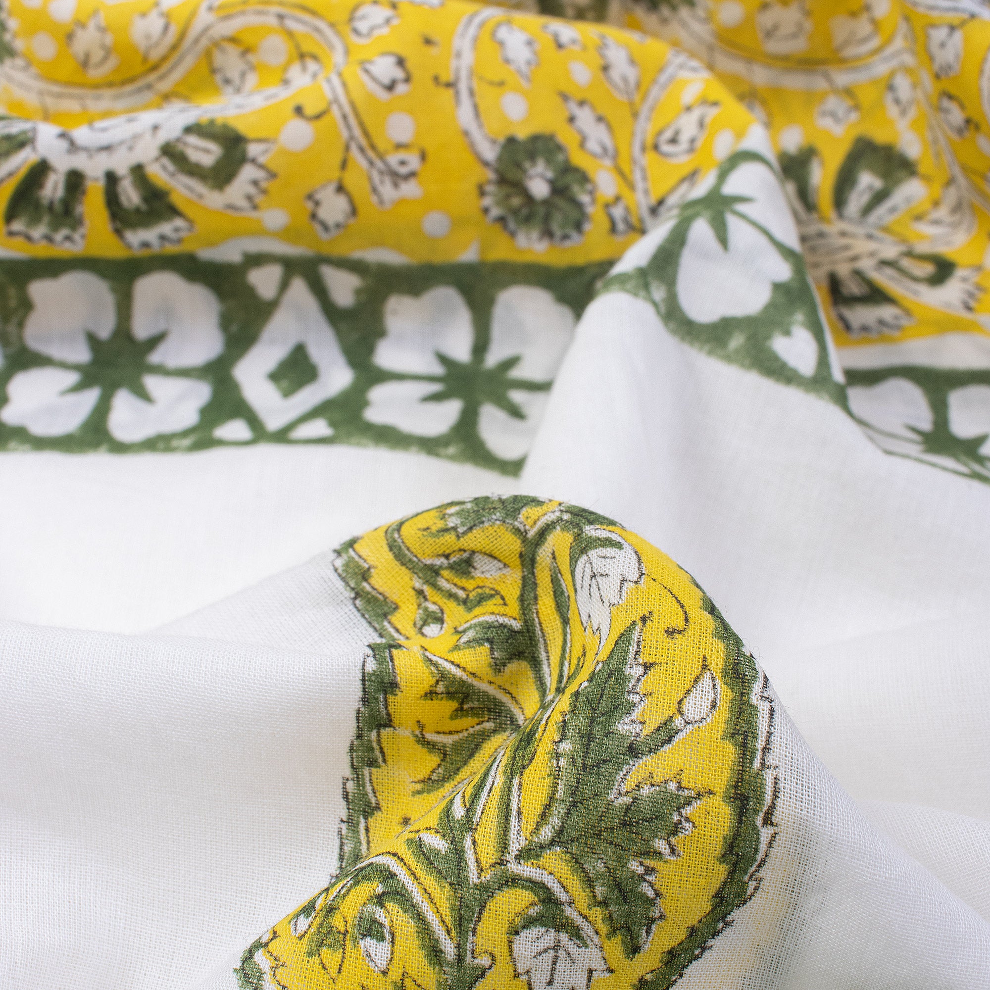 Yellow Floral Block Print Sarong Beachwear