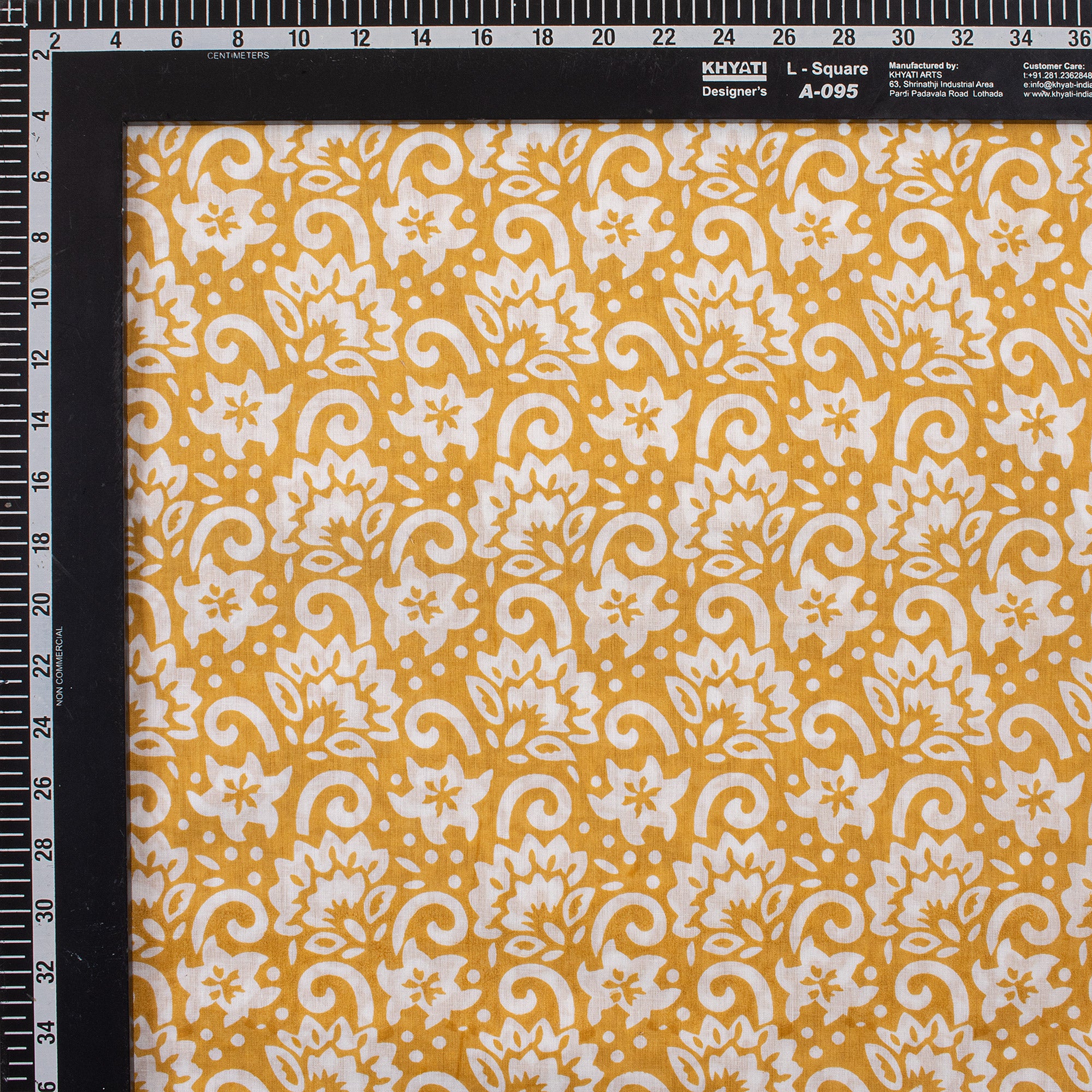 Yellow Floral Block Printed Indian Fabric