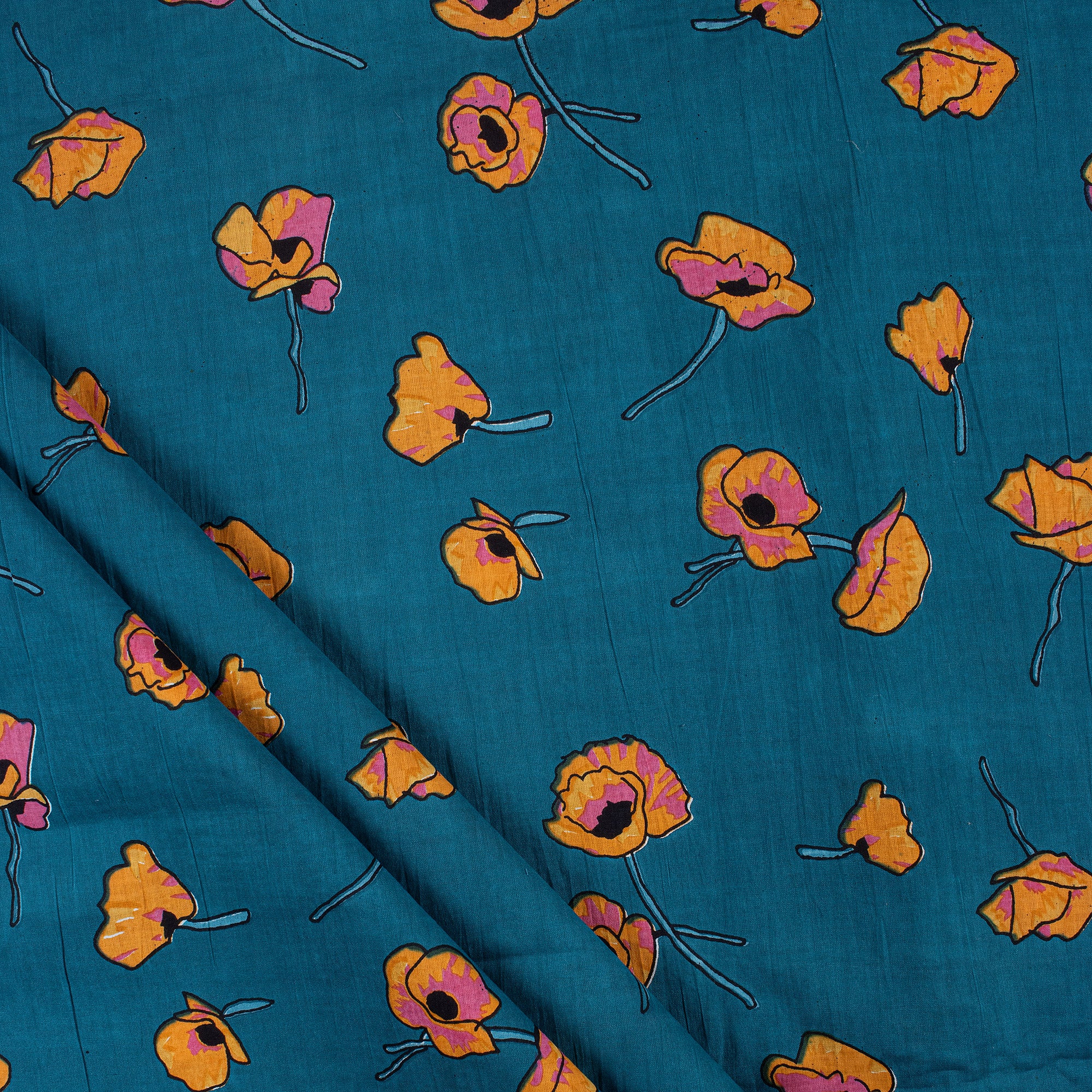 Yellow Floral Fabric Indian Prints