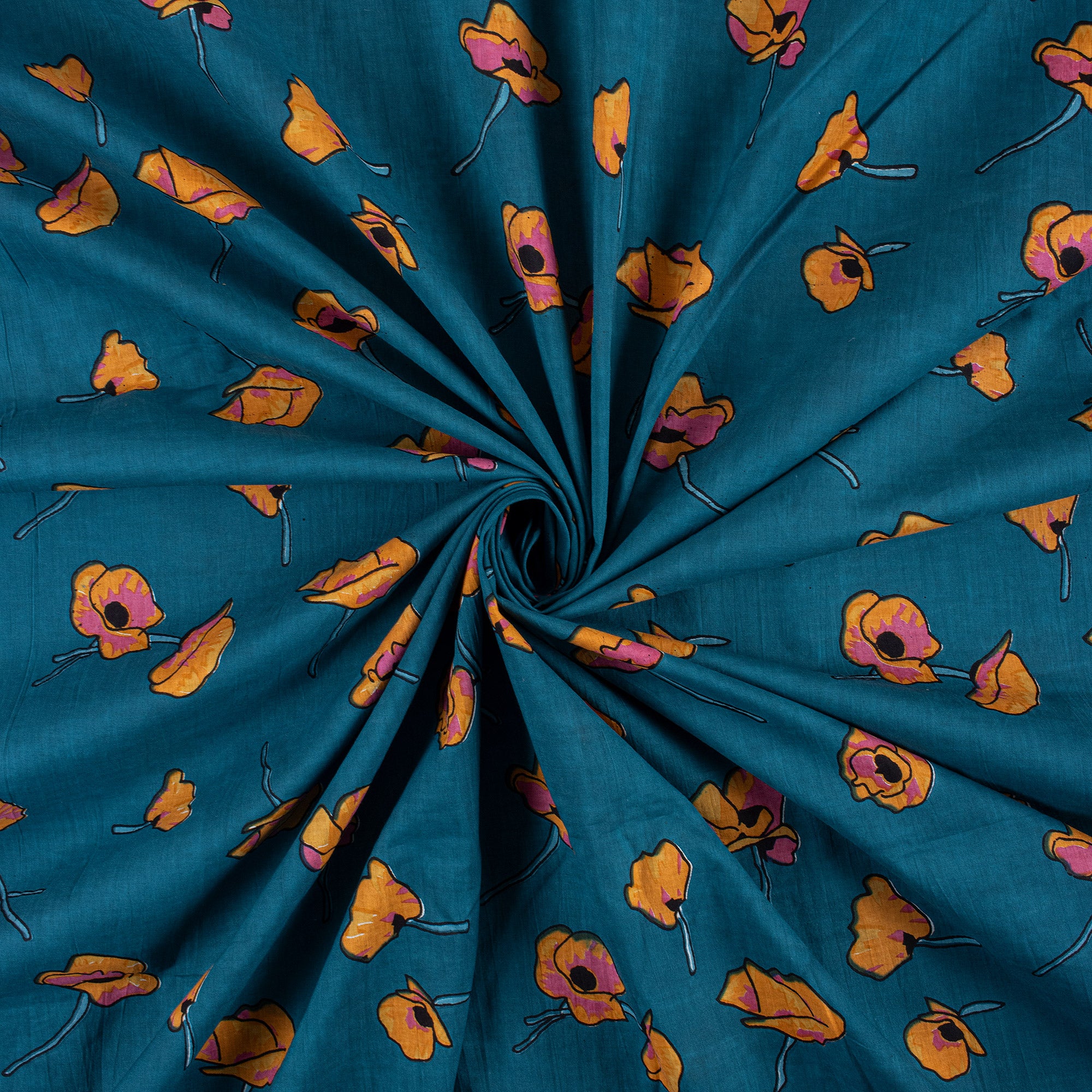 Yellow Floral Fabric Indian Prints