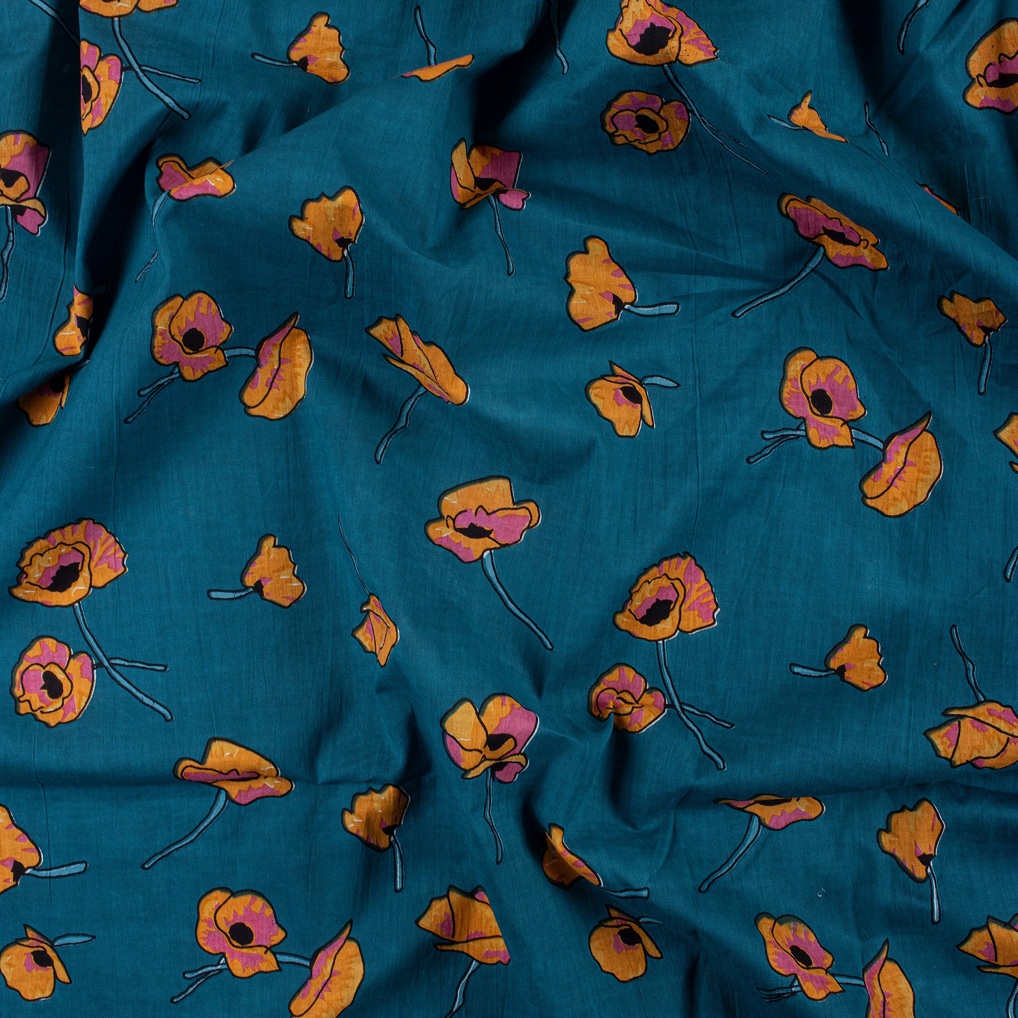 Yellow Floral Fabric Indian Prints