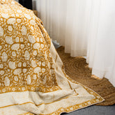 Yellow Hand Block Printed Reversible Cotton Dohar Blankets