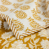 Yellow Hand Block Printed Reversible Cotton Dohar Blankets