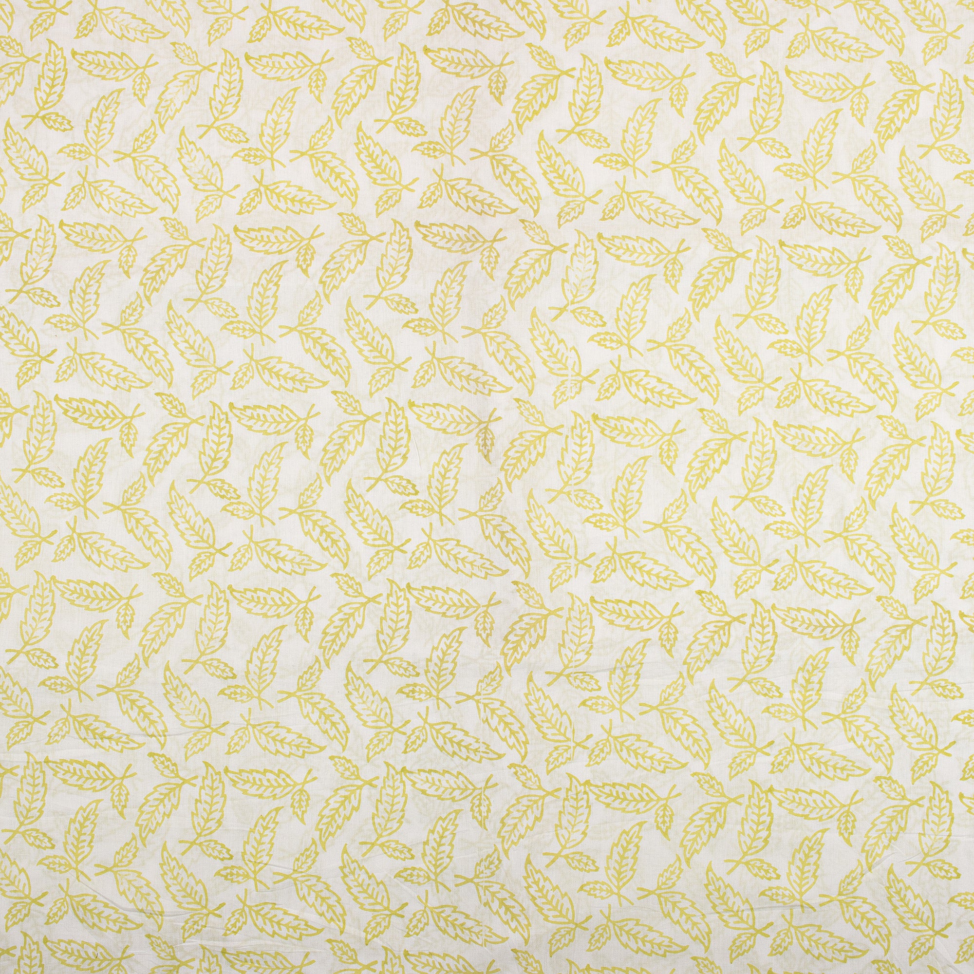 Yellow Leaf Hand Block Printed Fabric